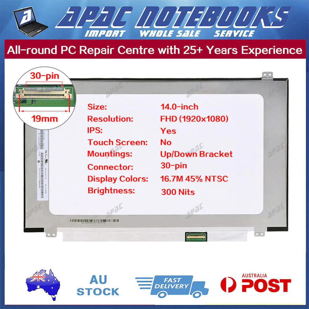14.0" IPS FHD LED Screen for B140HTN01.1 B140HAN01.2 B140HAN01.4 U/D Bracket