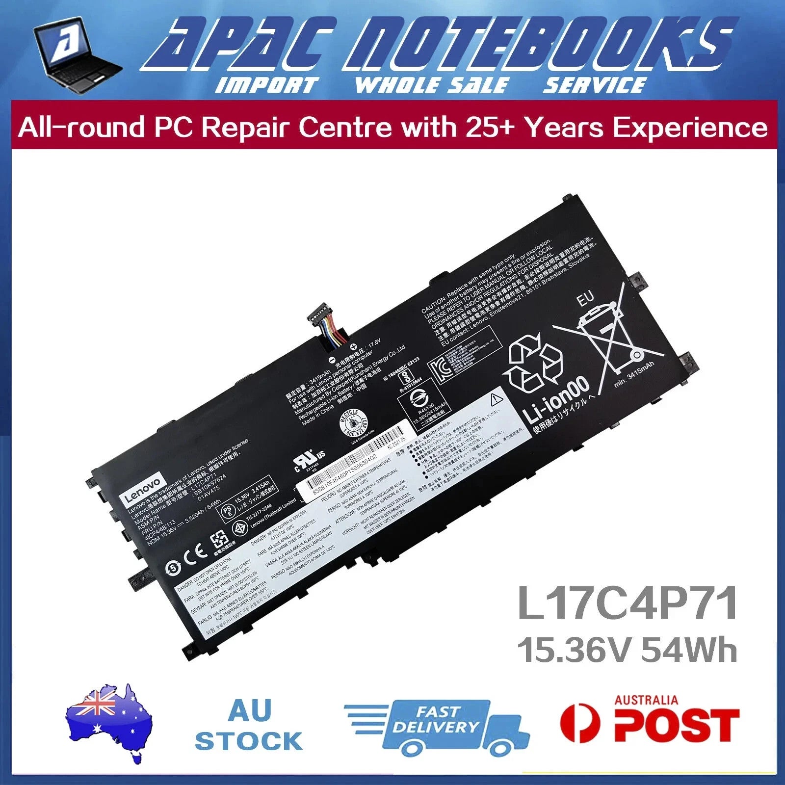 Genuine Battery for L17C4P71 L17M4P71 L17M4P73 01AV475 01AV474 01AV499 54Wh