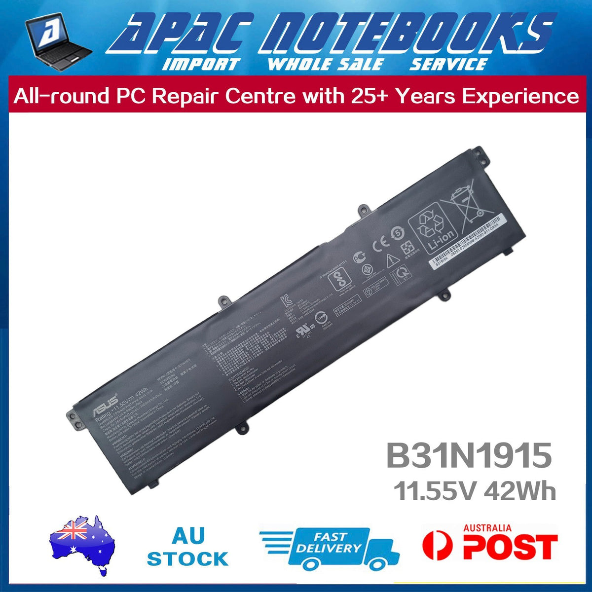 Genuine ASUS Battery B31N1915 3ICP5/57/80 11.55V 42Wh