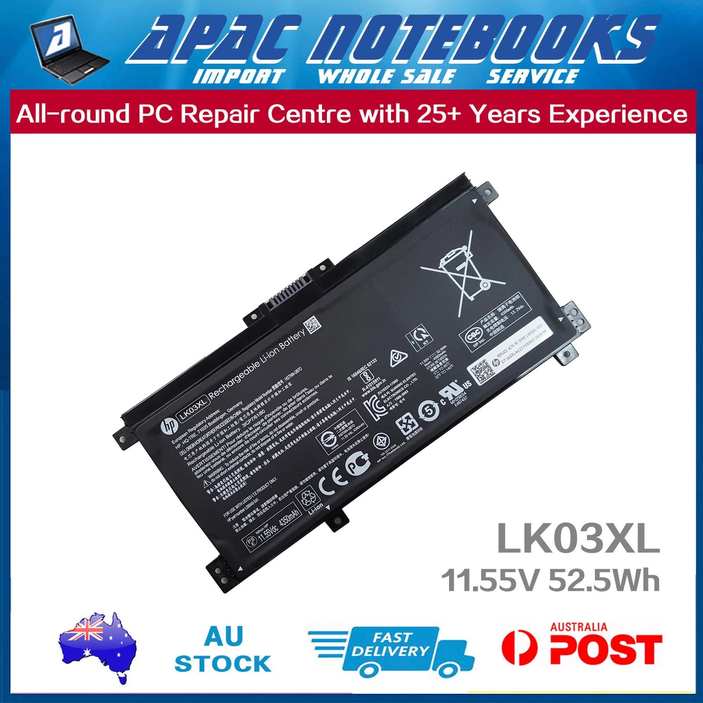 Genuine LK03XL Battery HP 849315-856 916368-421 916368-541 916814-855 52.5Wh