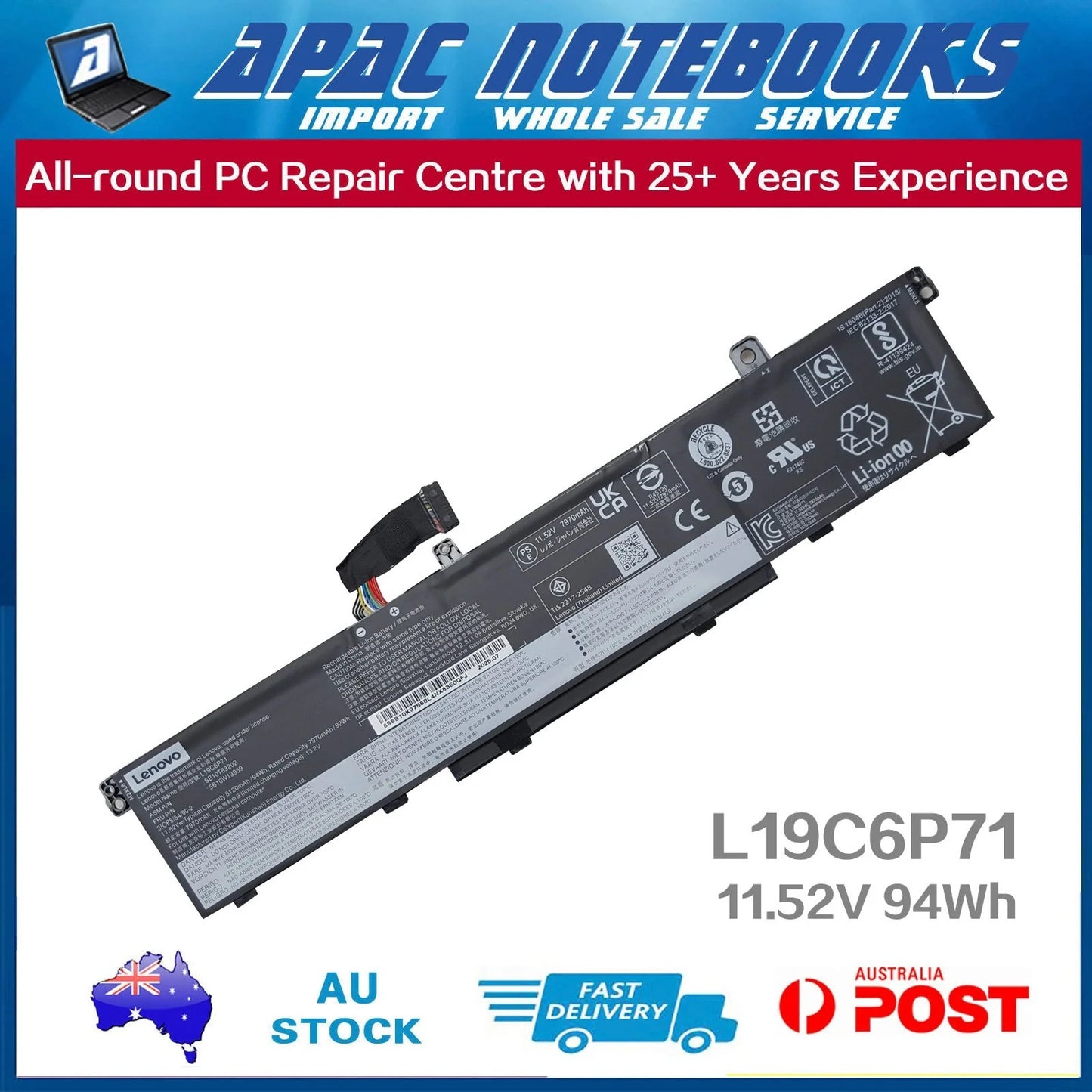 Genuine Battery for ThinkPad P15 Gen 1 20ST 20SU P15 Gen 2 20YQ 20YR 94Wh