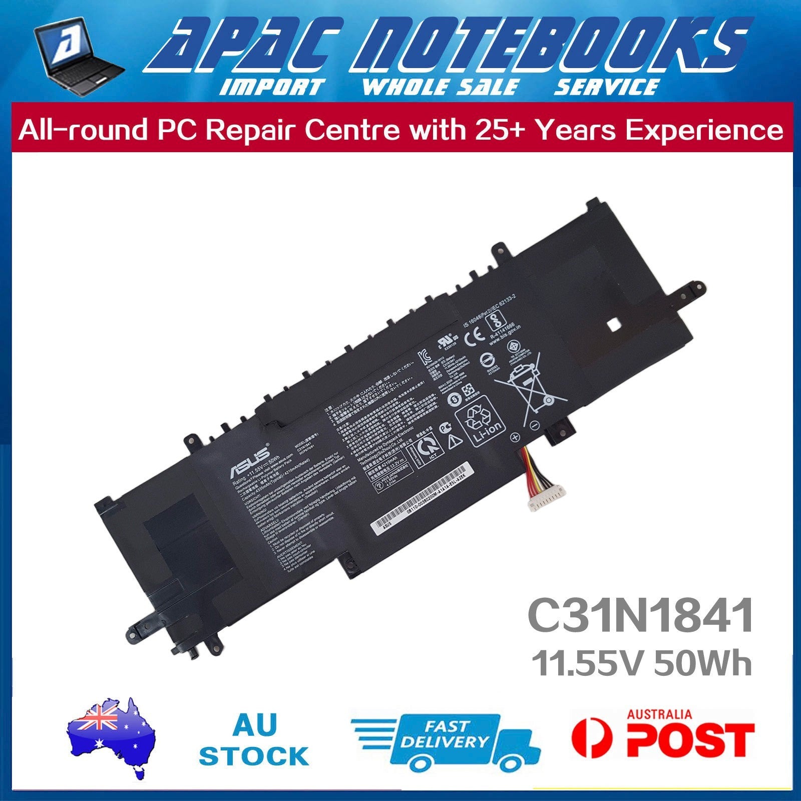 Genuine ASUS Battery C31N1841 Zenbook 13 UX334F 14 UM433D UM433I 14 UX434F 50Wh