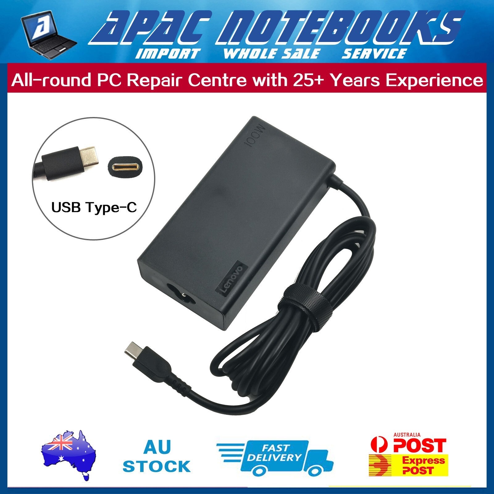 Genuine 100W USB Type C  Lenovo Charger IdeaPad Slim 5 16IAH10 16IRH10 16IRH10R