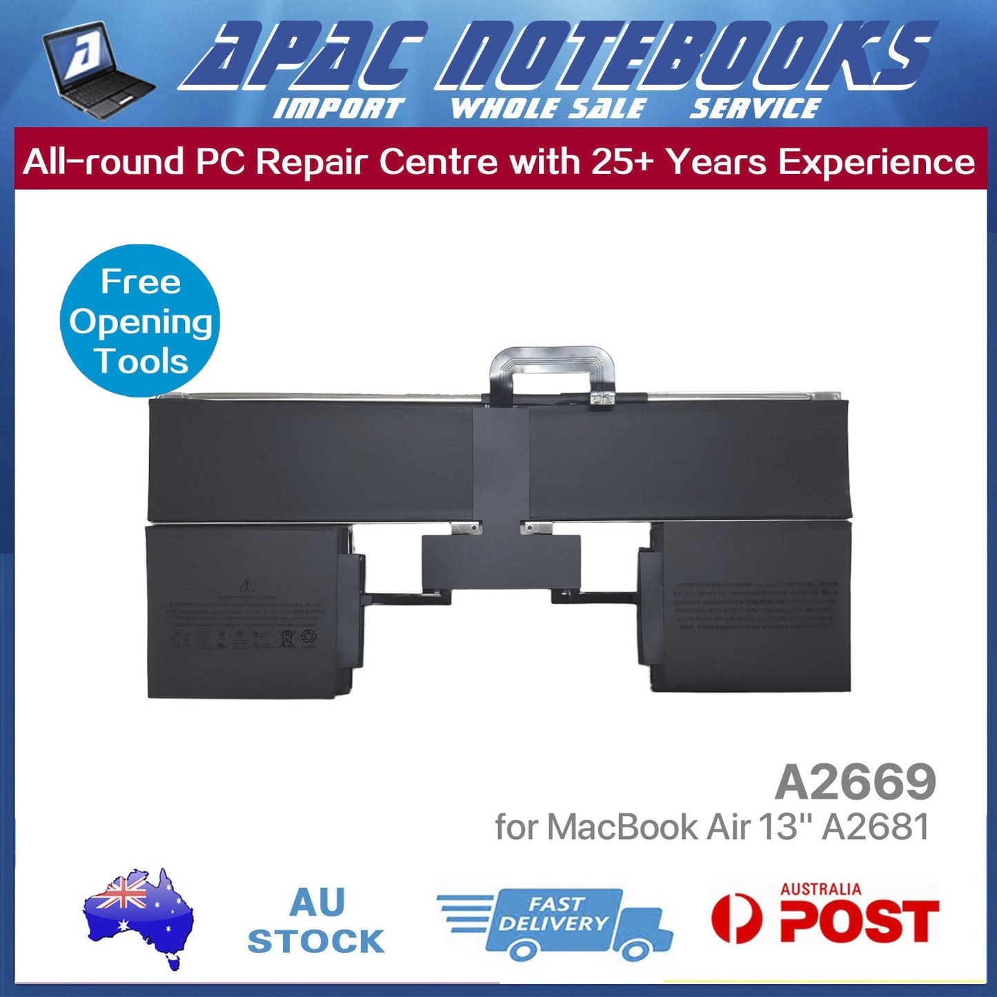 Genuine A2669 Battery for MacBook Air 13" A2681 M2 2022 Mac14,2 52.6Wh