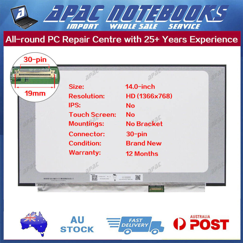 14.0" HD 30Pin No Bracket LED Screen MB140AN01-5 5D11D04240