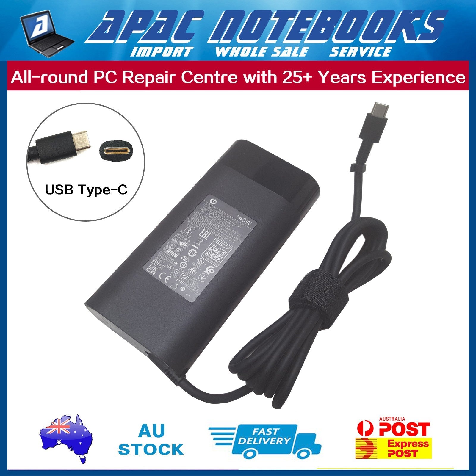 Genuine 140W USB Type-C Charger HP Spectre x360 16-aa 16-aa0016tu 16-aa0011tx