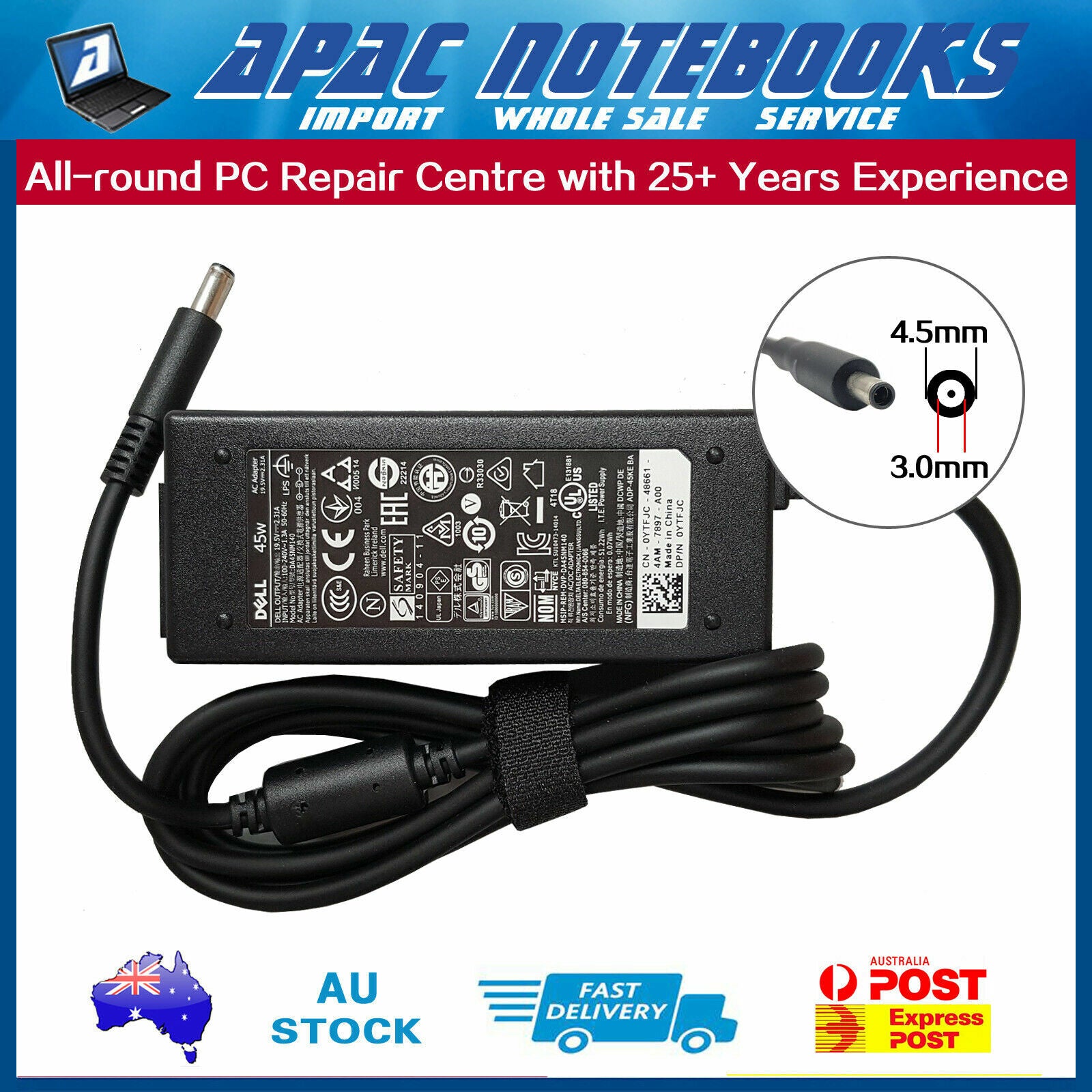 Genuine 45W AC Adapter Charger for Inspiron 15 3555 3558 3565 3567 3573