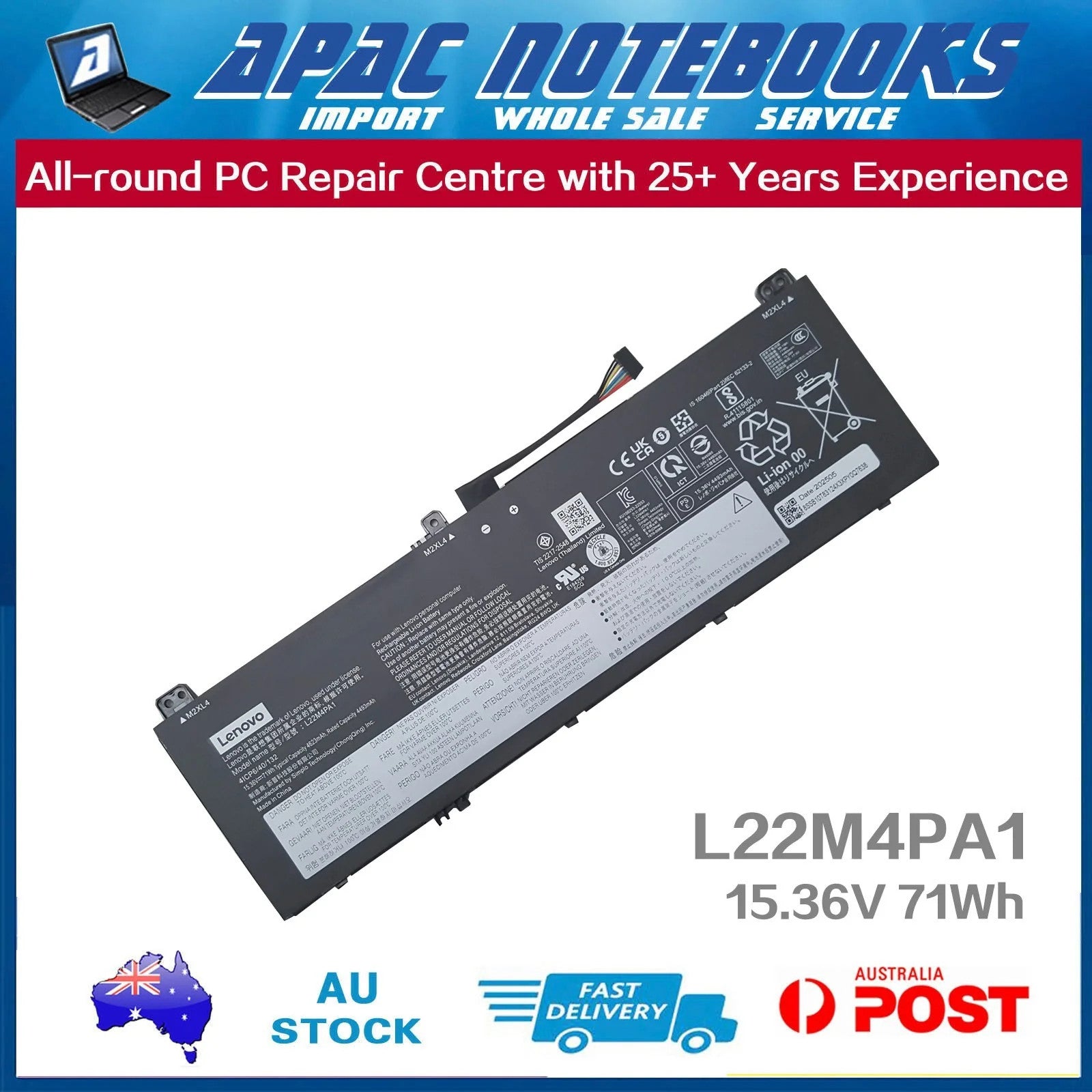 Genuine Battery for Yoga 7 2-in-1 14AHP9 14IML9 16AHP9 16IML9 15.36V 71Wh