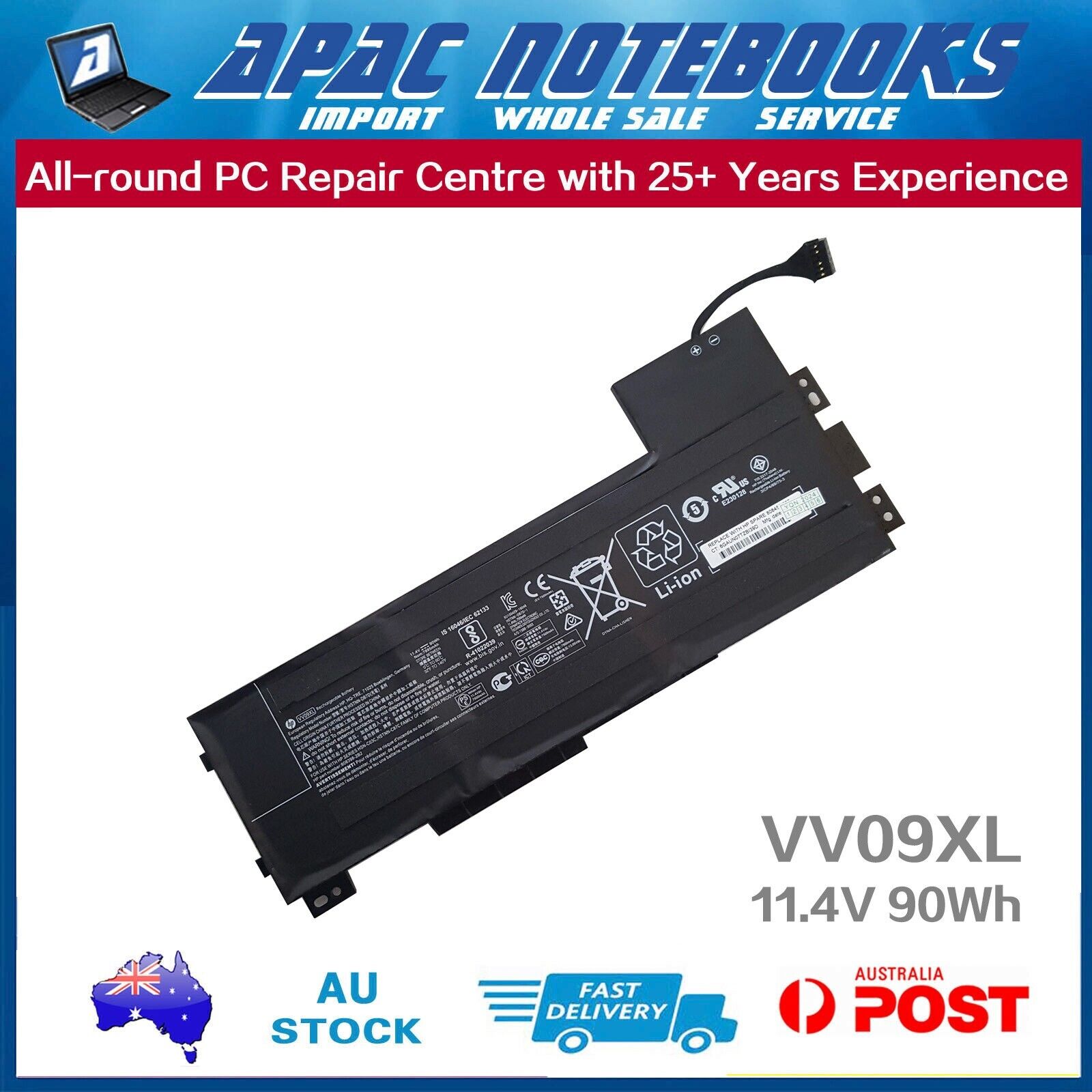 Genuine VV09XL Battery HP ZBook 15 G3 G4 Mobile Workstation VV09090XL 11.4V 90Wh