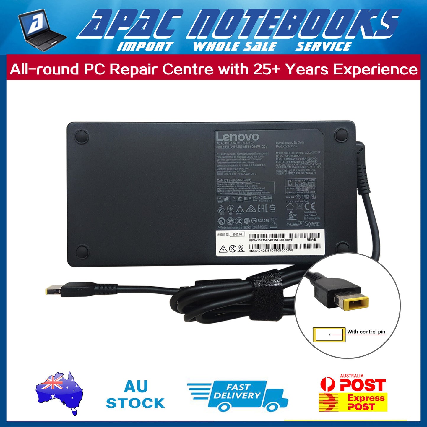 Genuine 230W AC Adapter Charger for ThinkPad P15 Gen 2 20YQ 20YR P15 Gen 1