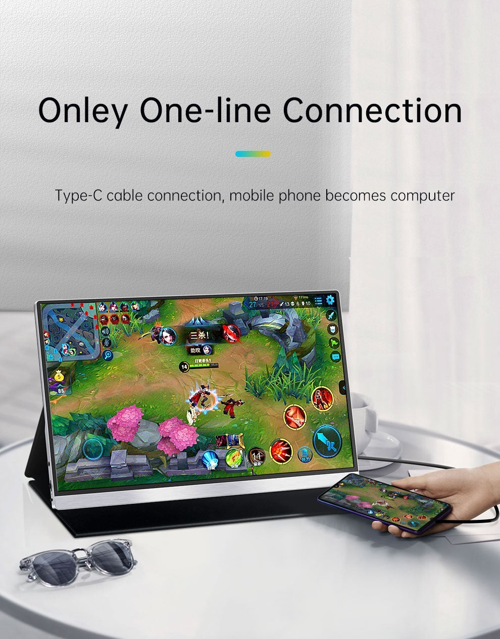 Portable Monitor 15.6" FHD 1080P USB-C HDMI IPS External Display Laptop MacBook
