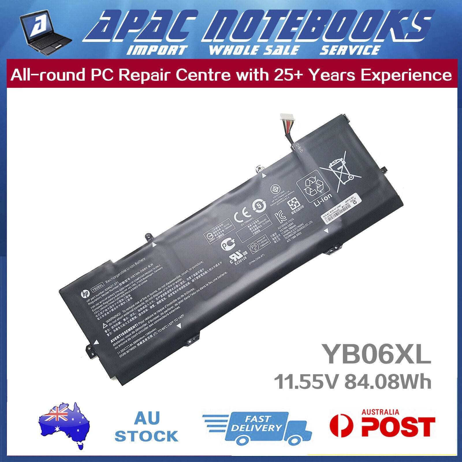 Genuine YB06XL Battery HP HSTNN-DB8H HSTNN-DB8V TPN-Q200 YB06084XL 11.55V 84Wh