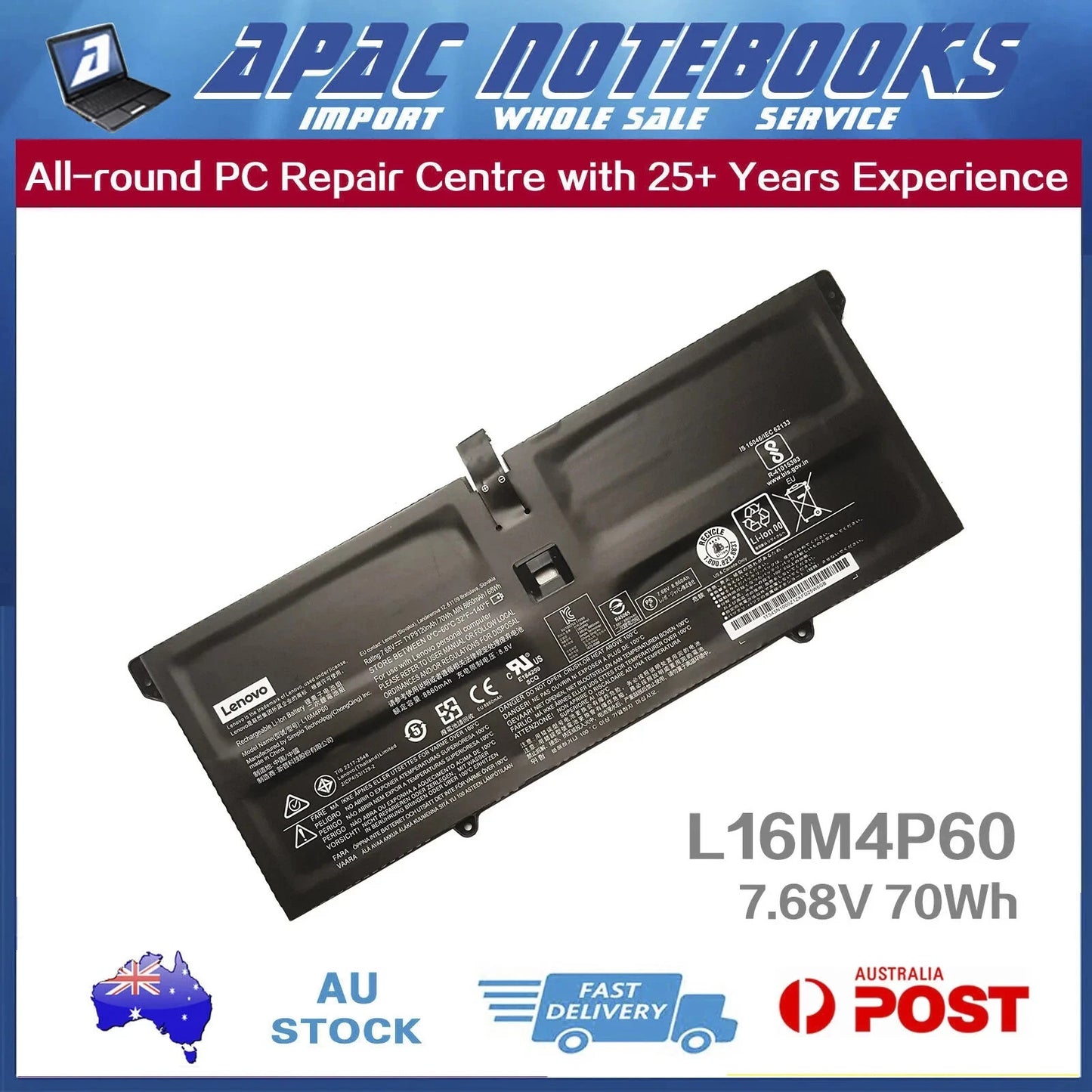 Genuine Battery for Yoga 920 920-13IKB Flex Pro-13IKB L16M4P60 L16C4P61 70Wh