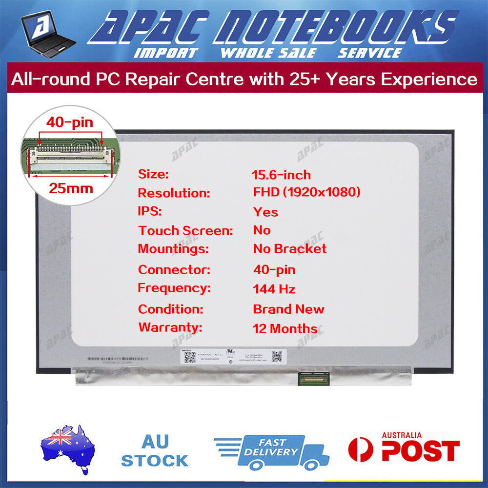 15.6" FHD 144Hz 40Pin No Bracket LED Screen NV156FHM-N4G NV156FHM-N4K