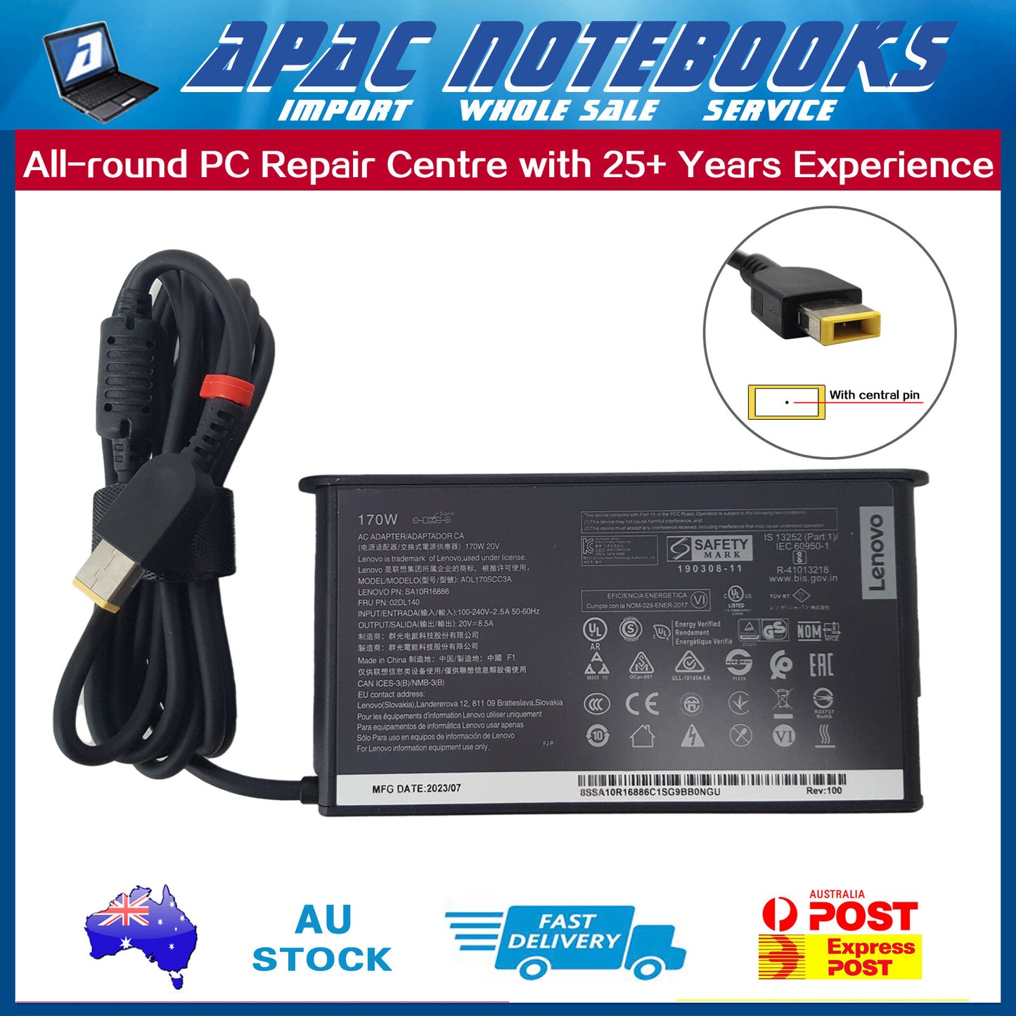 Genuine 170W Power Adapter Charger for ThinkPad X1 Extreme Gen 4 20Y5 20Y6