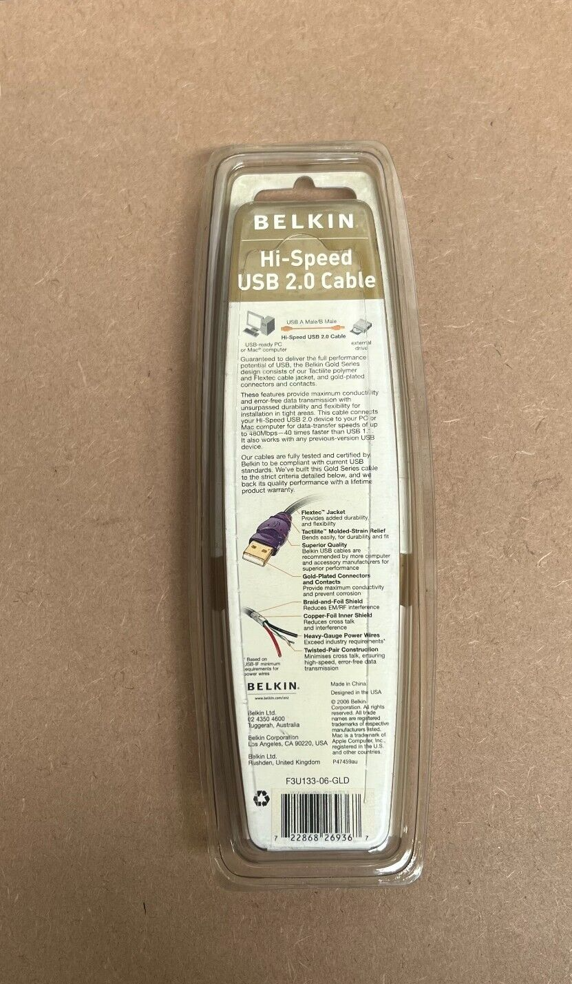 Belkin Hi-Speed 1.8M Premium USB-A to USB-B Printer Cable