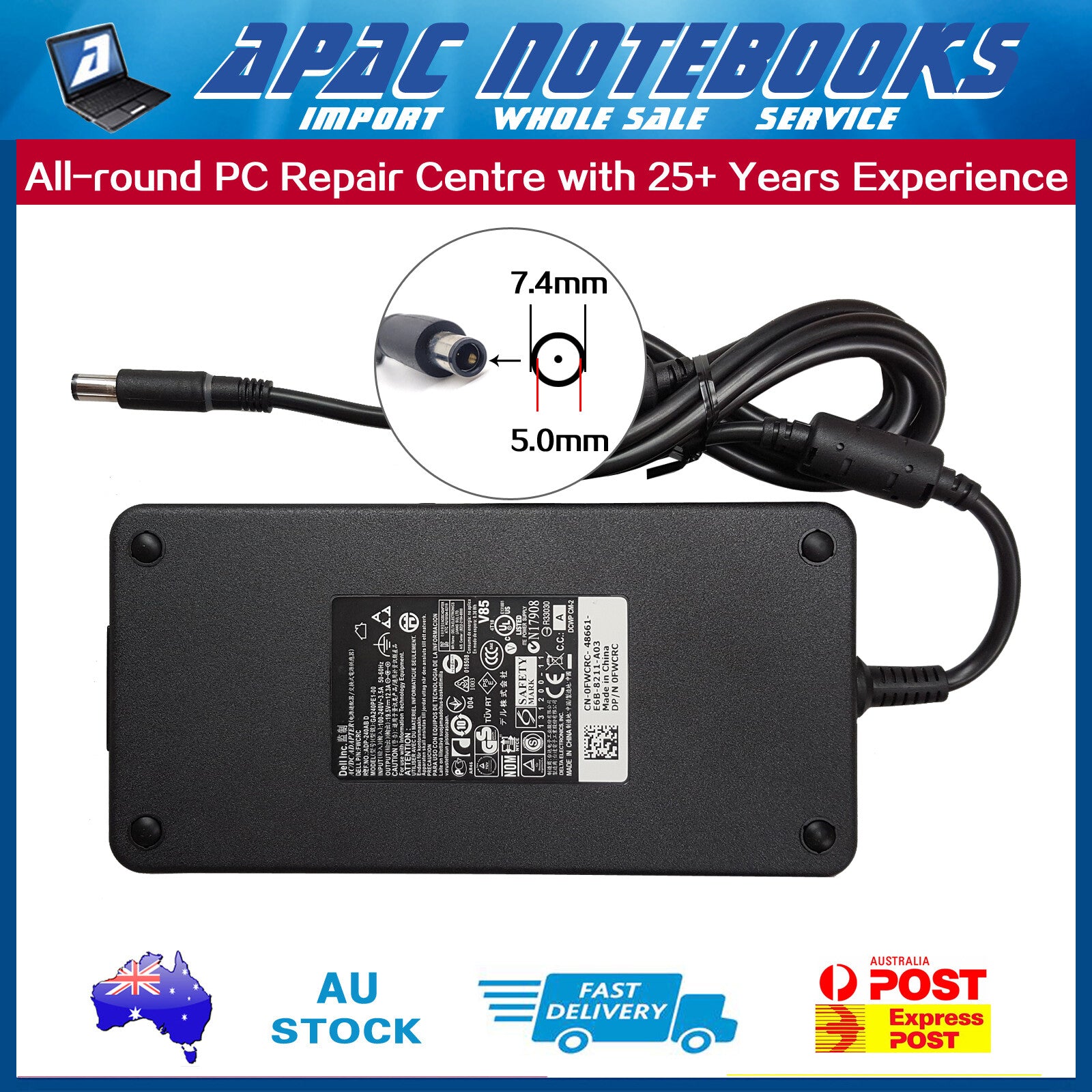 Genuine 240W Charger for Alienware X15 R1 R2 X16 R1 R2 X17 R1 R2