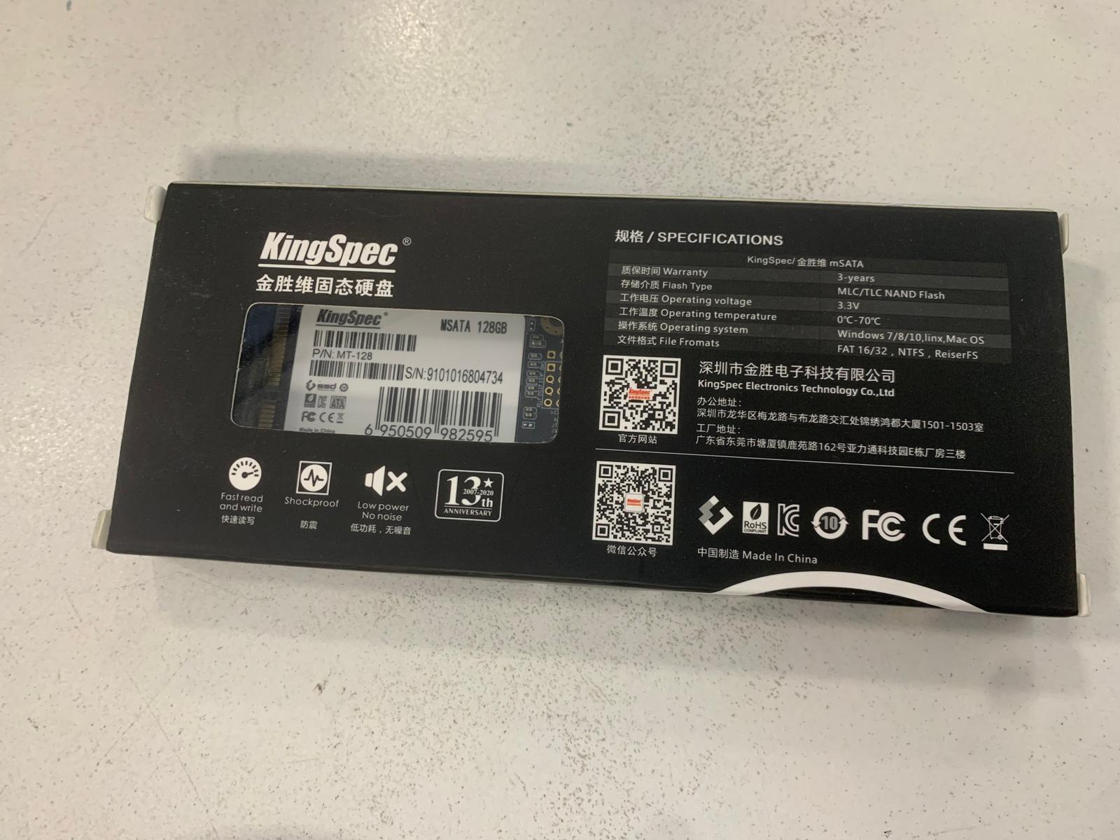 KingSpec 128gb mSATA SSD Solid State Module for Window/7/8/10/Linux/MacOS