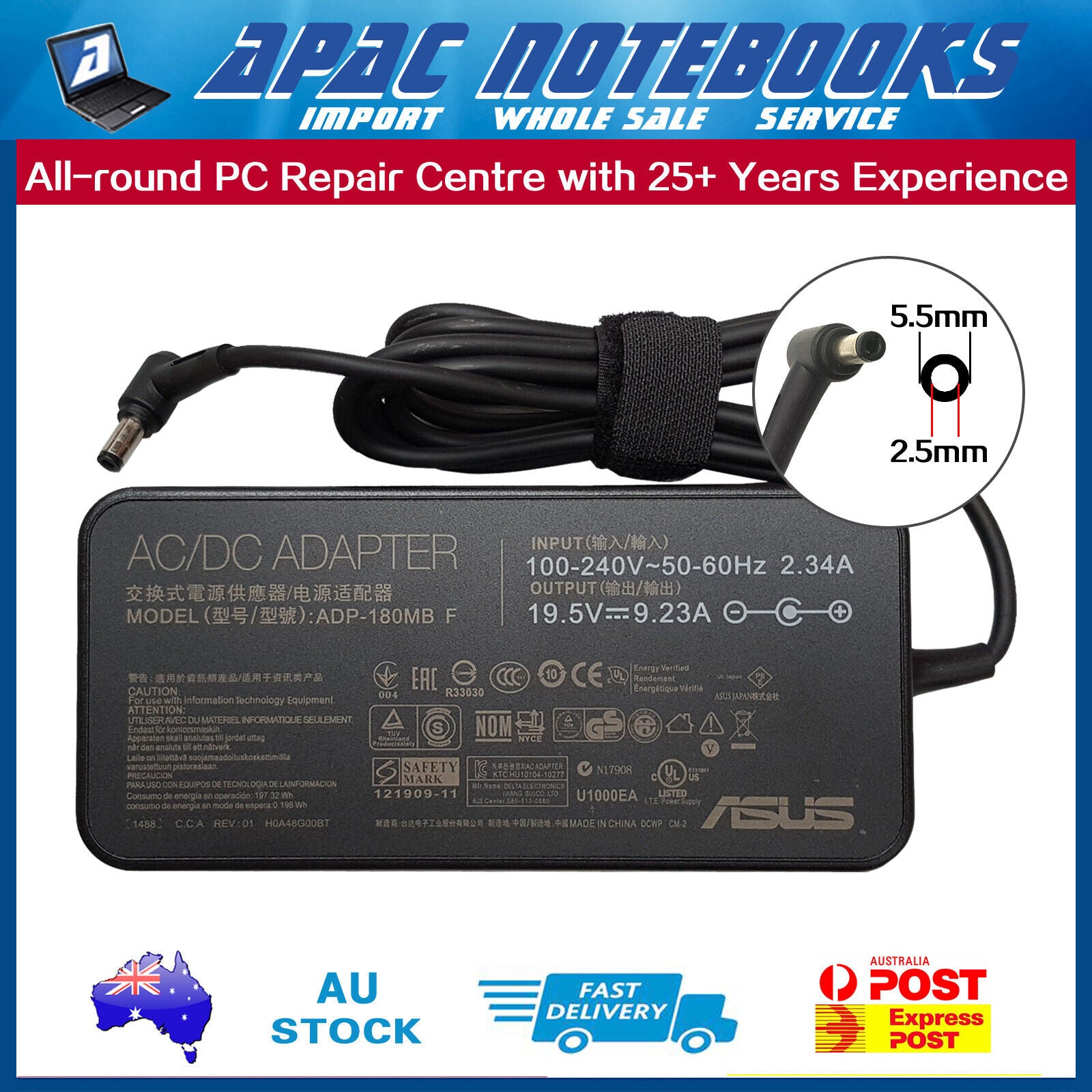 Genuine 180W AC Adapter Charger ASUS ROG G752VM G752VL