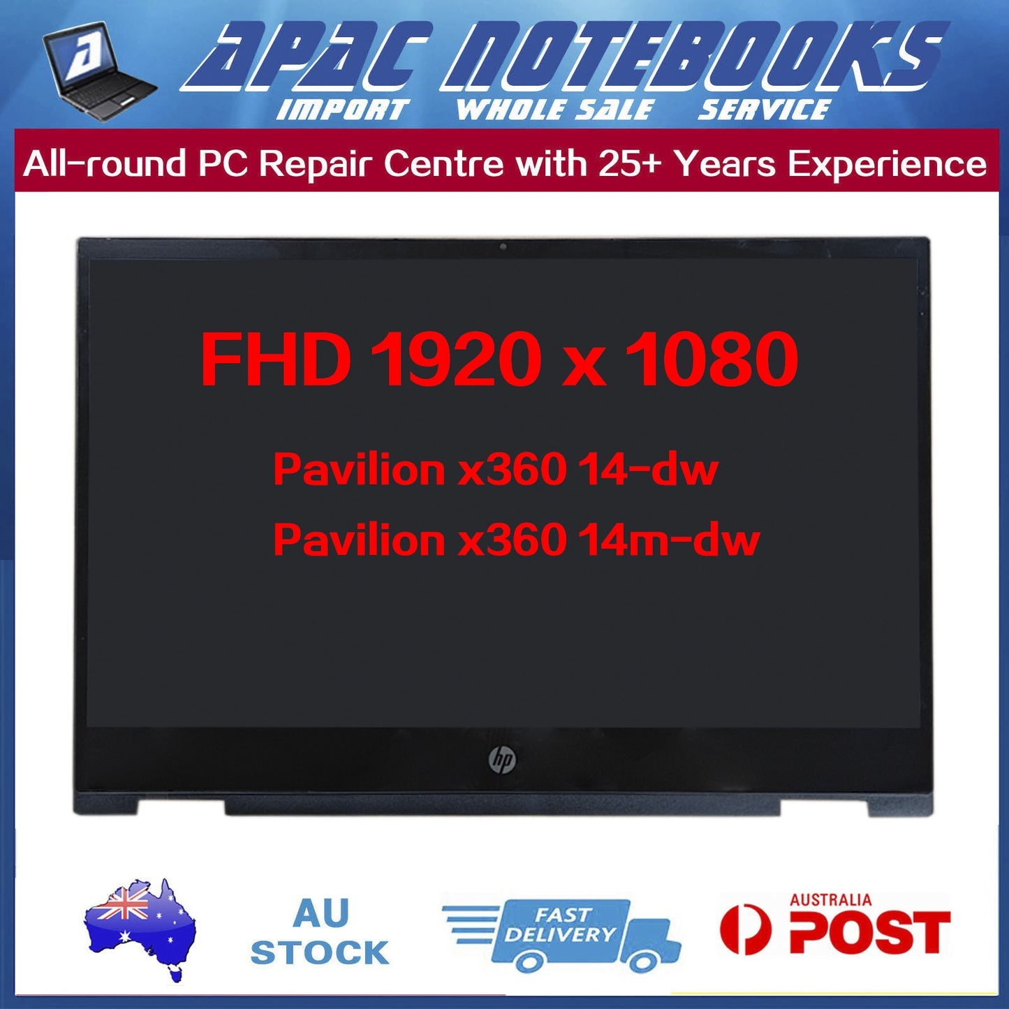 14.0" FHD LCD Touch Screen Assembly HP Pavilion x360  14m-dw 14m-dw0023dx