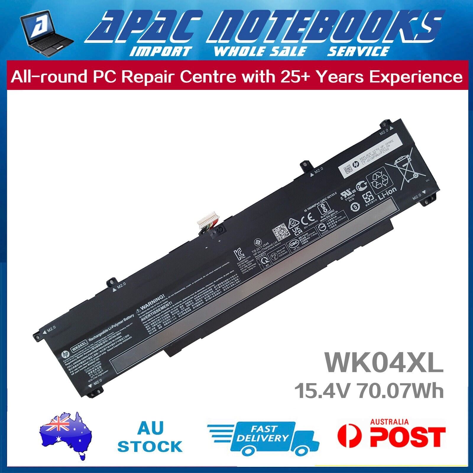 Genuine WK04XL Battery HP M38822-171 -1D1 -AC1 -CE1 M39179-005 WK04070XL 70Wh