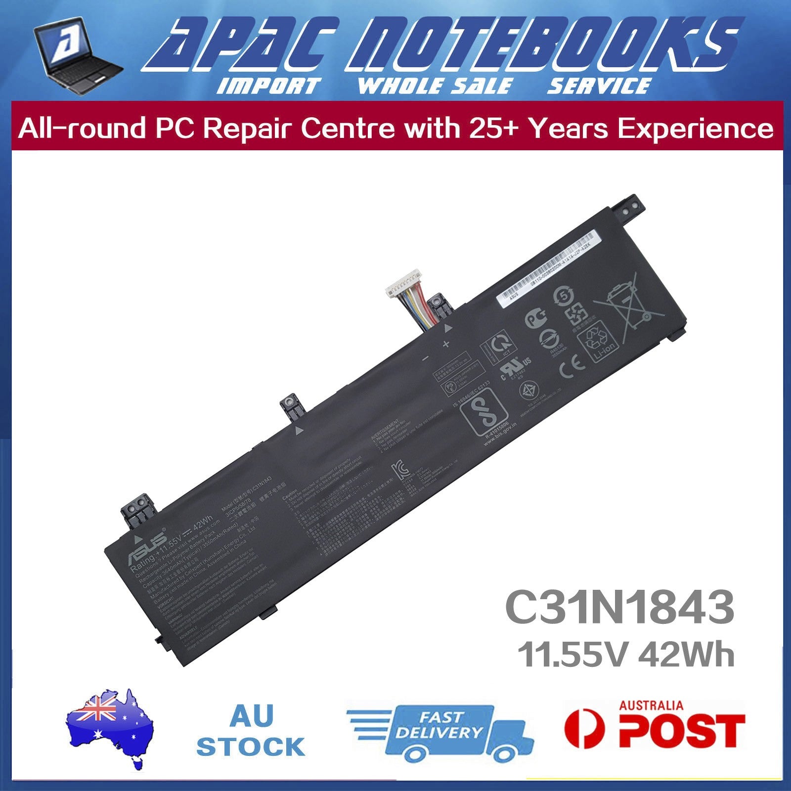 Genuine ASUS Battery C31N1843 Vivobook S15 S532 S532FA S532FL S532EQ X532 42Wh