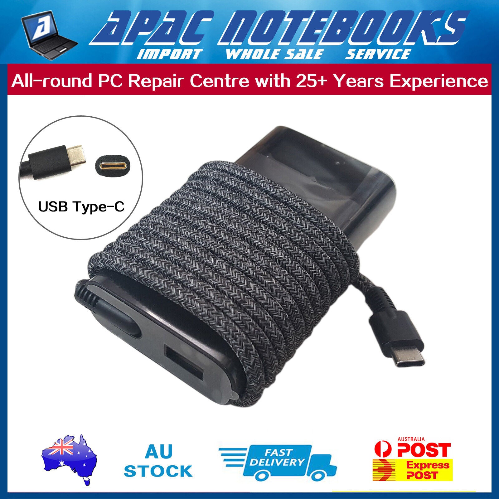 Genuine 65W USB Type-C AC Adapter Charger EliteBook 1040 G4 1040 G5