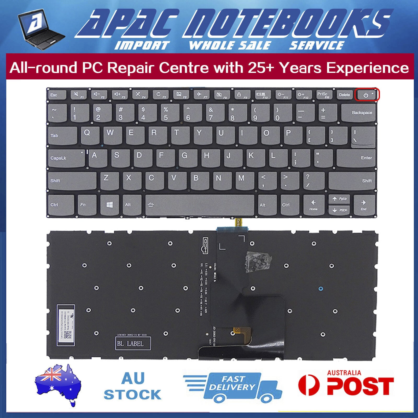 Keyboard Backlit for Lenovo Ideapad S130-141GM 81J2 