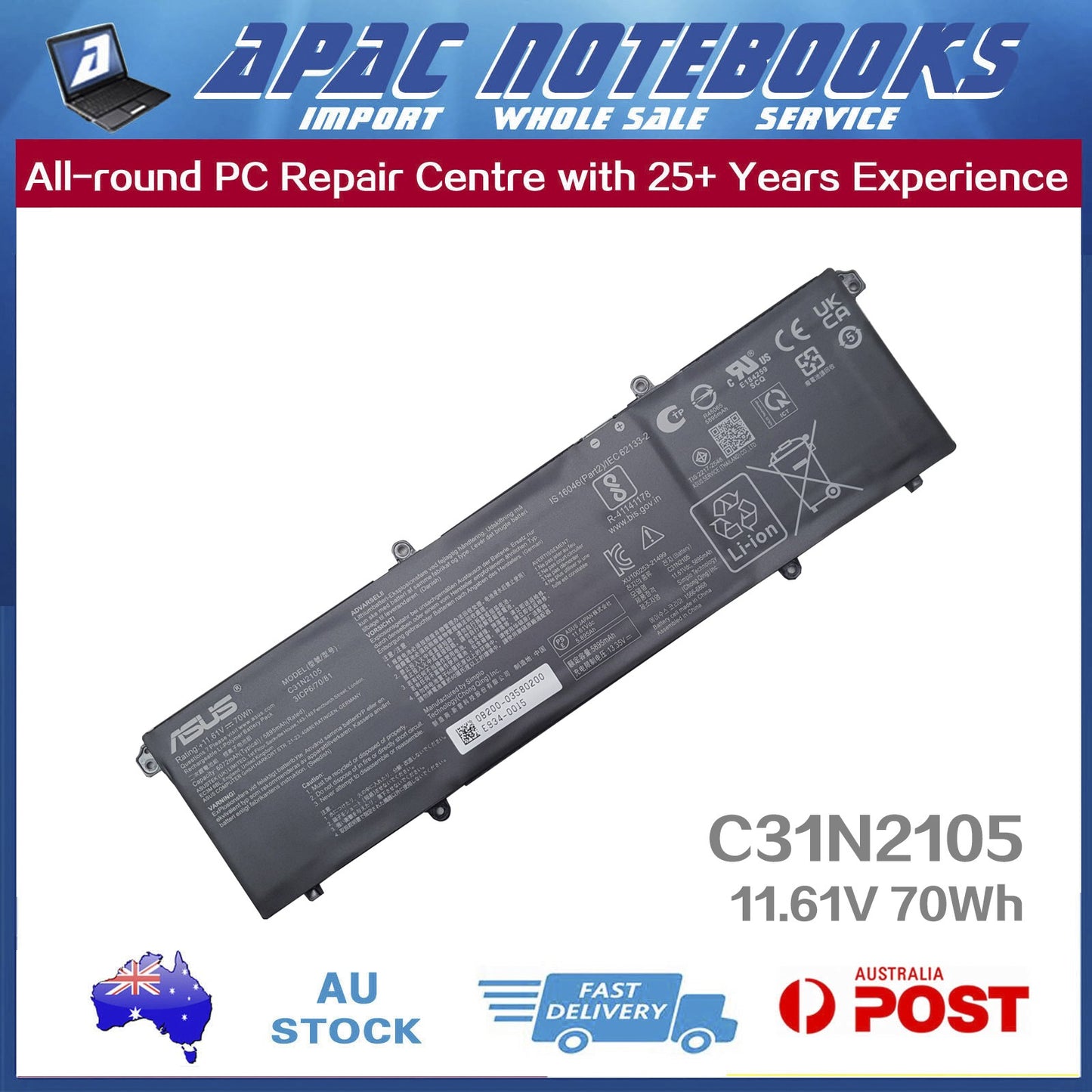 Genuine ASUS Battery Vivobook S14 OLED K3402Z M3402Q M3402R S3402Z 11.61V 70Wh