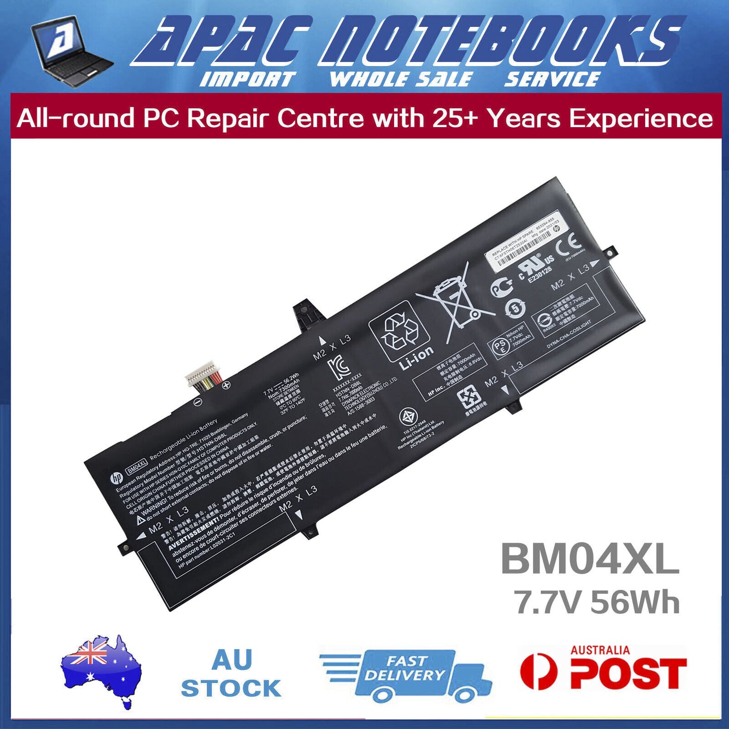 Genuine BM04XL Battery HP EliteBook x360 1030 G3 G4 BM04056XL-PL 7.7V 56.2Wh