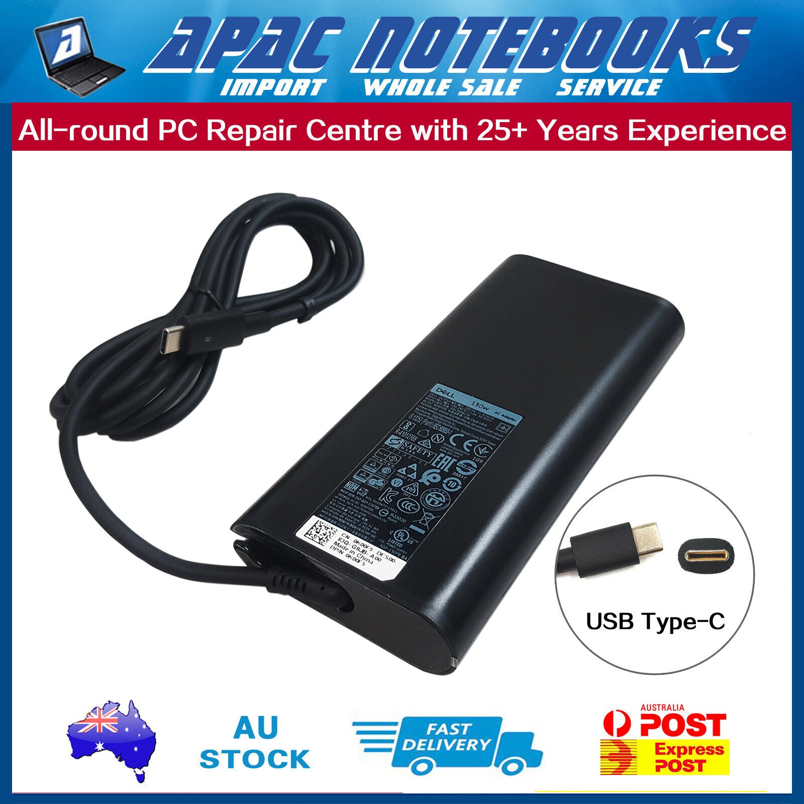 Genuine 130W USB Type-C AC Adapter Charger Latitude XPS DA130PM170 0K00F5