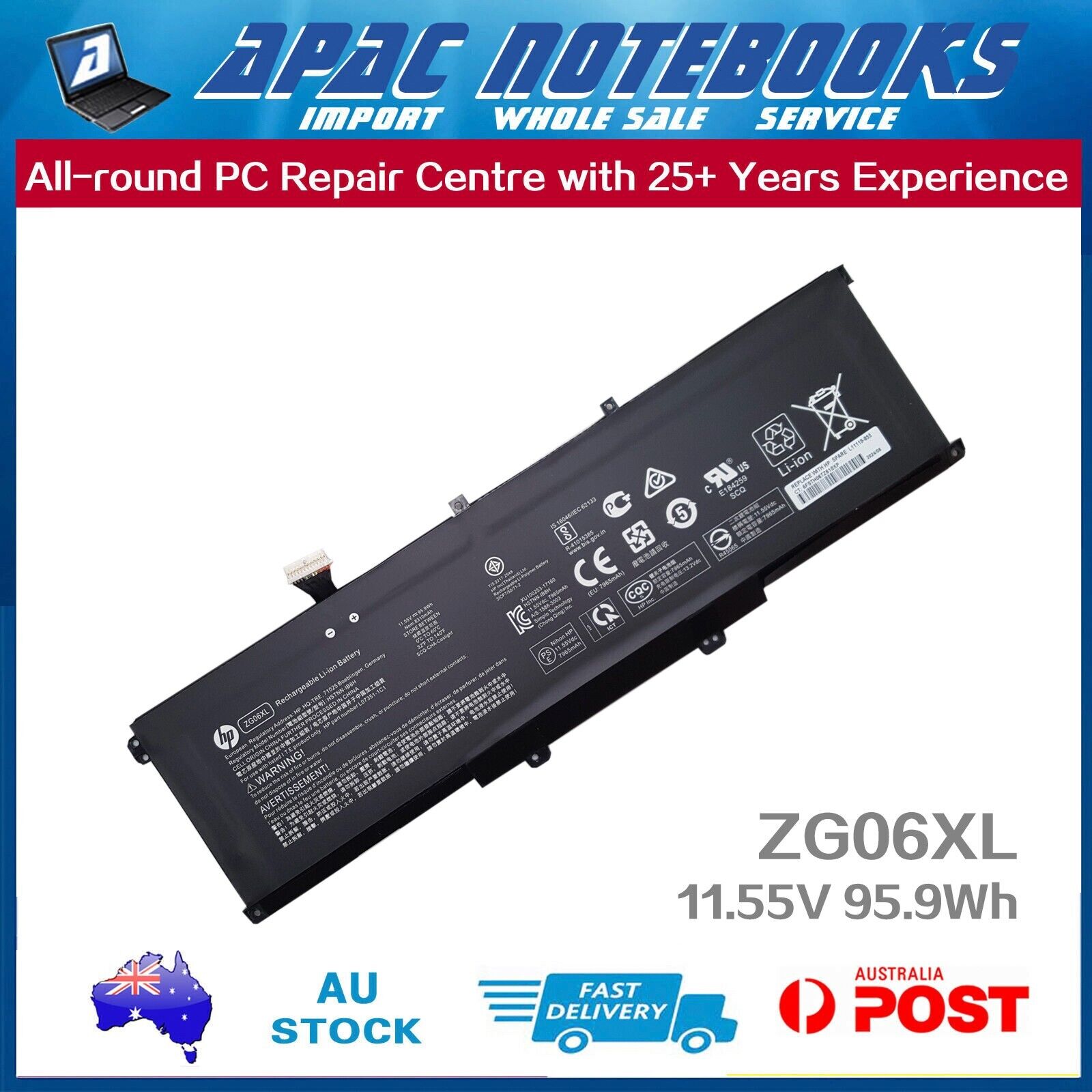 Genuine ZG06XL Battery HP ZBook Studio G5 x360 G5 EliteBook 1050 G1 11.55V 95Wh