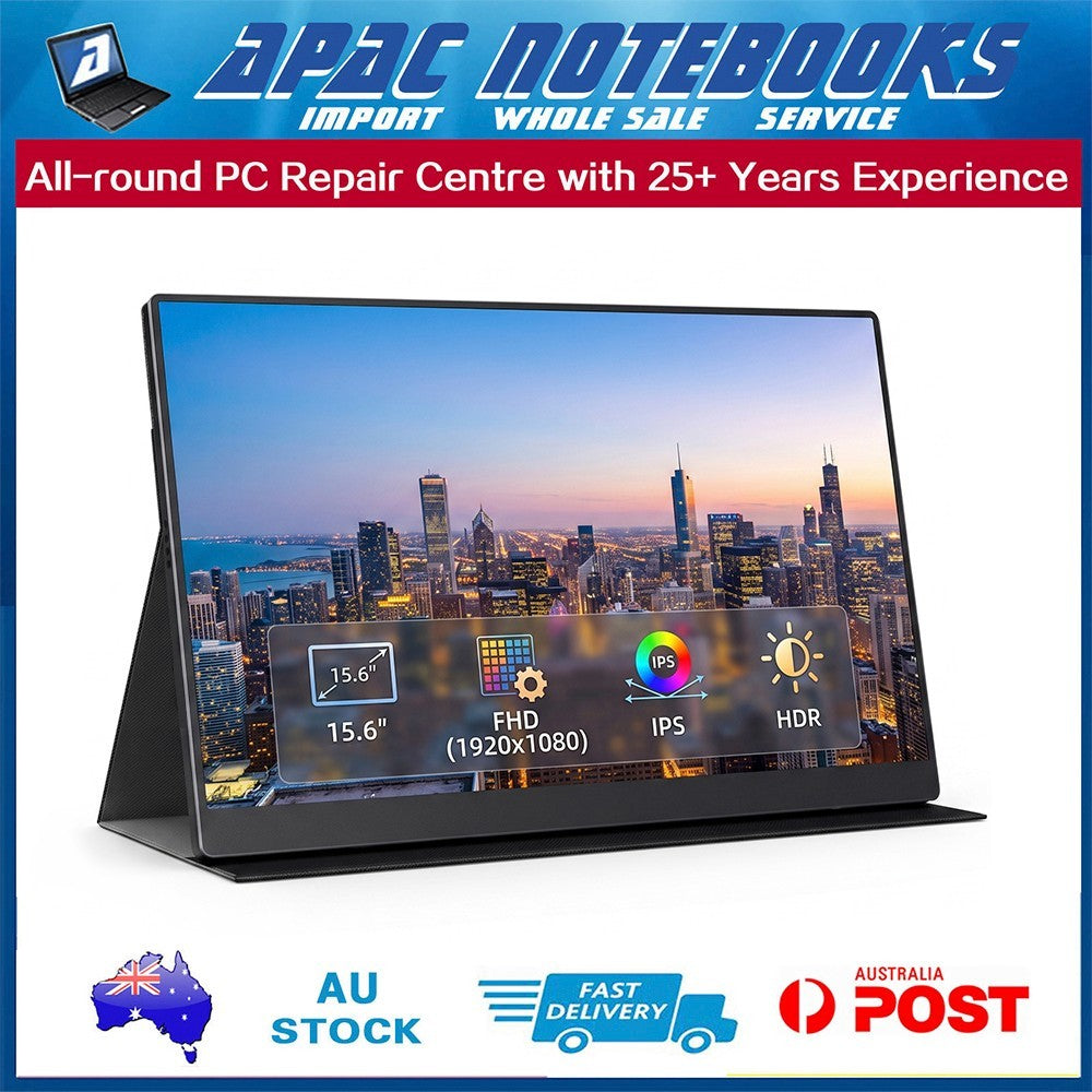 Portable Monitor 15.6" FHD 1080P USB-C HDMI IPS External Display Laptop MacBook