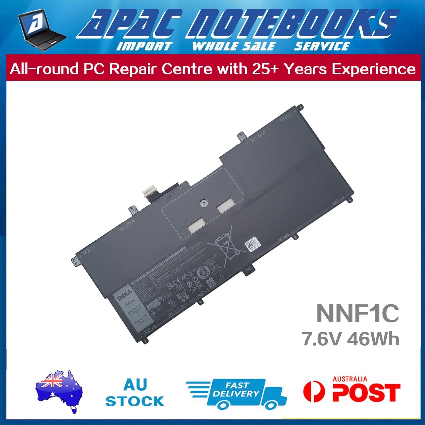 Genuine NNF1C Battery for XPS 13 9365 2in1 NP0V3 HMPFH P71G P71G001 7.6V 46Wh