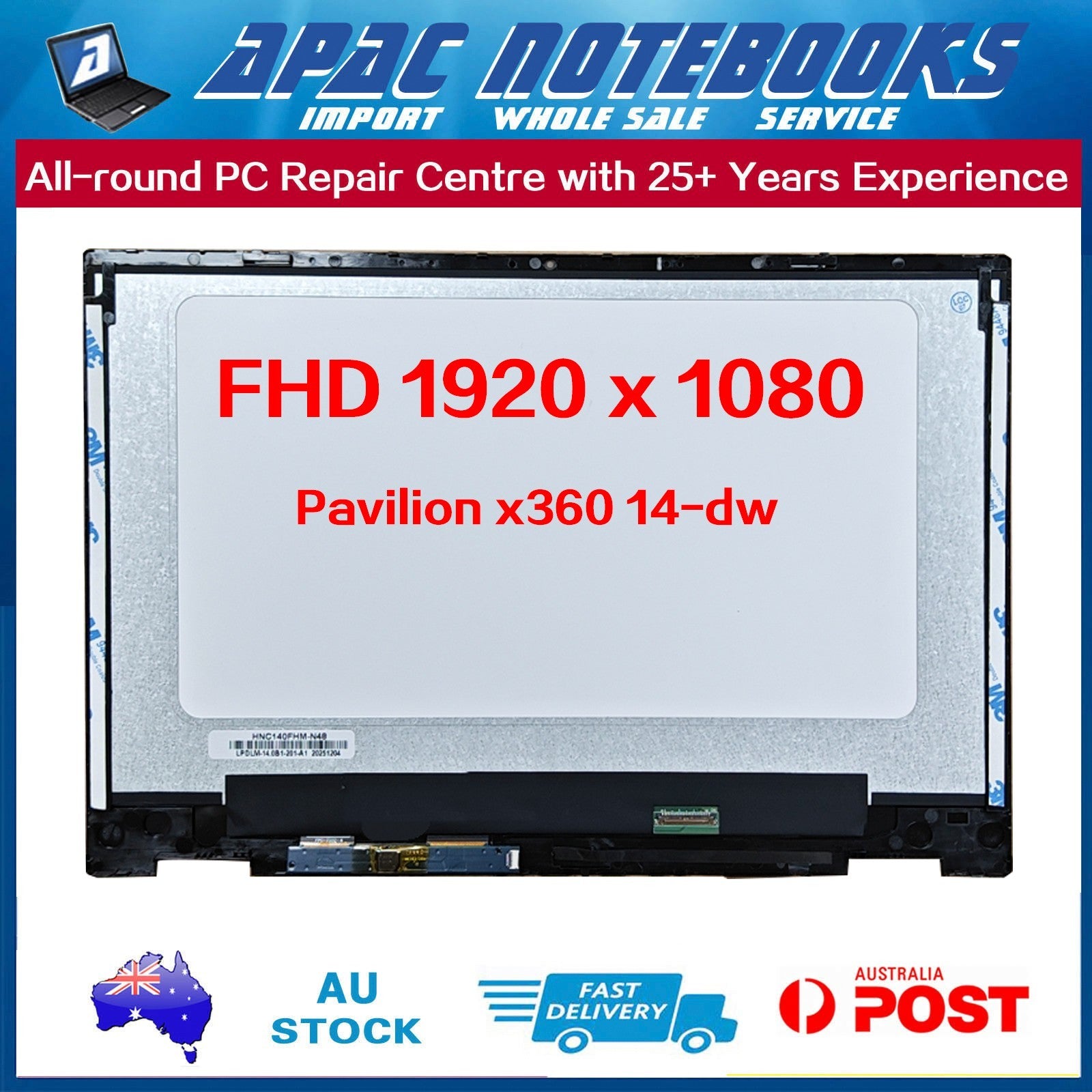 14.0" FHD LCD Touch Screen Assembly HP Pavilion x360 14-dw1011TU 14-dw1014TU