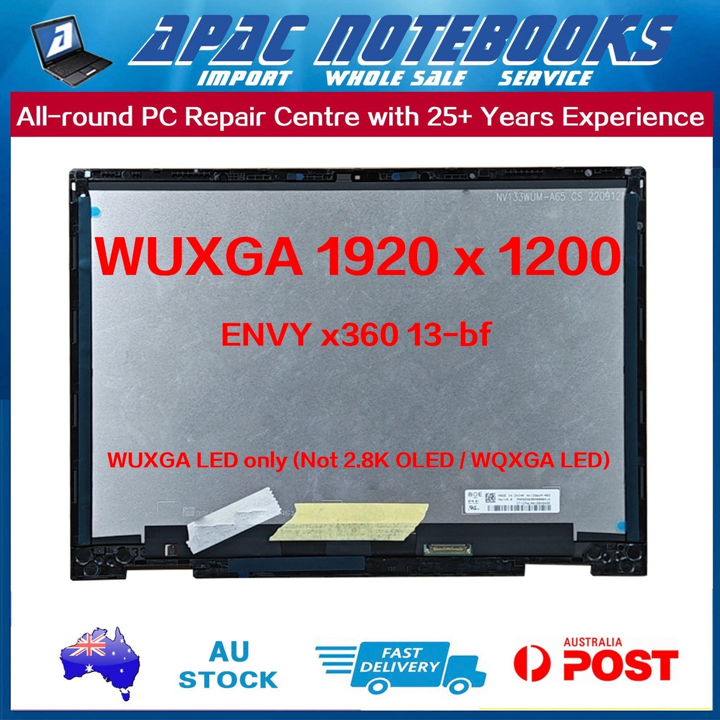 13.3" WUXGA LCD Touch Screen Assembly HP ENVY x360 13-bf Space Blue N15665-001