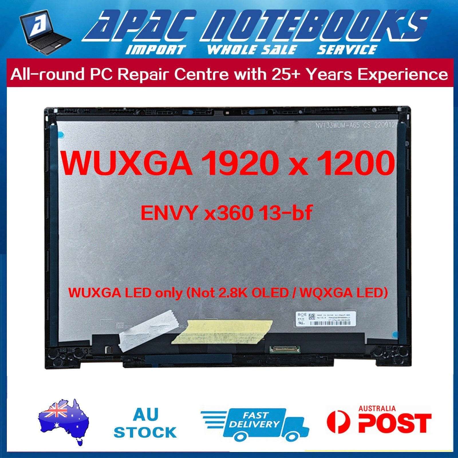 13.3" WUXGA LCD Touch Screen Assembly HP ENVY x360 13-bf Space Blue N15665-001