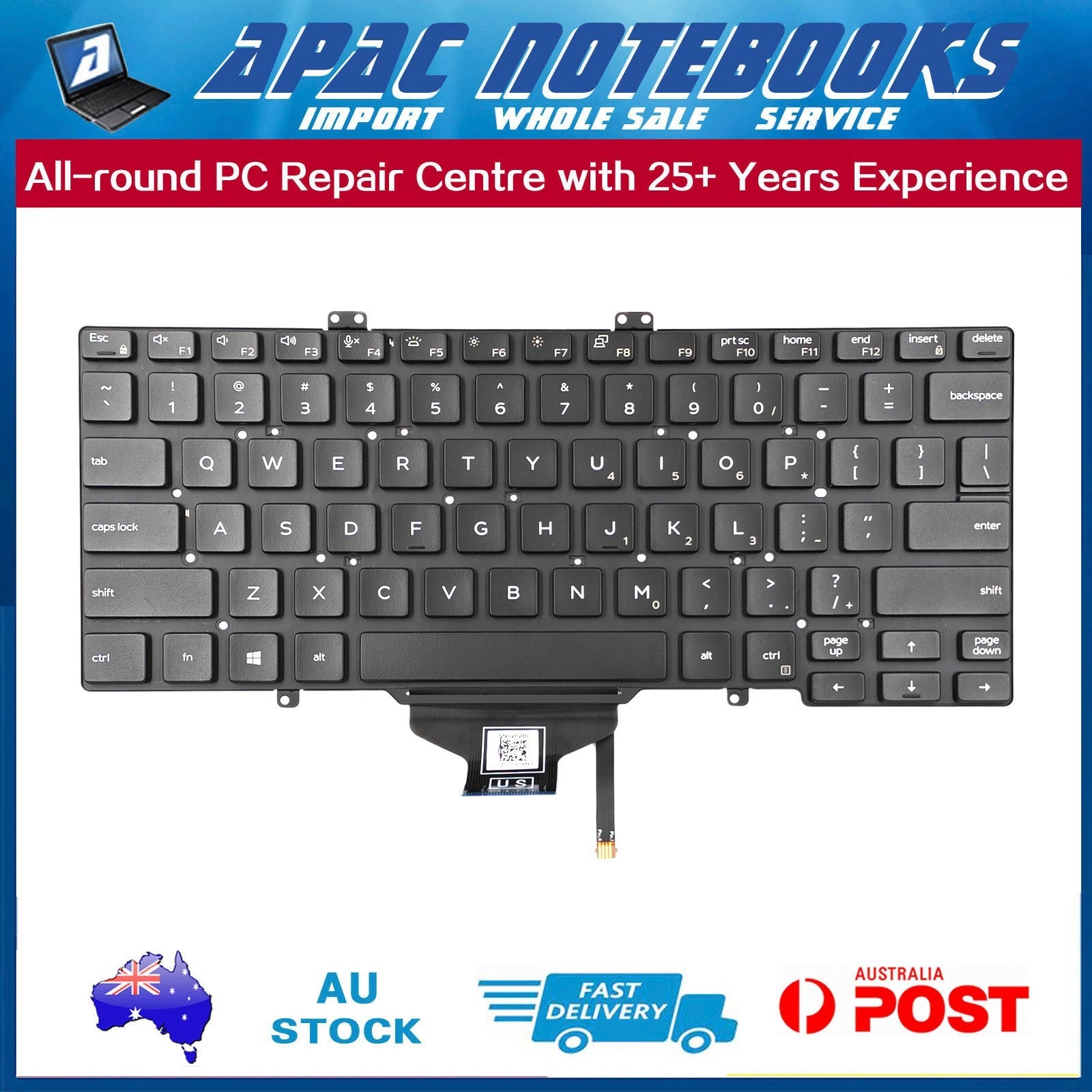 Backlit Keyboard for Dell Latitude 5400 5401 5410 5411 7400 RN86F (not for 2in1)