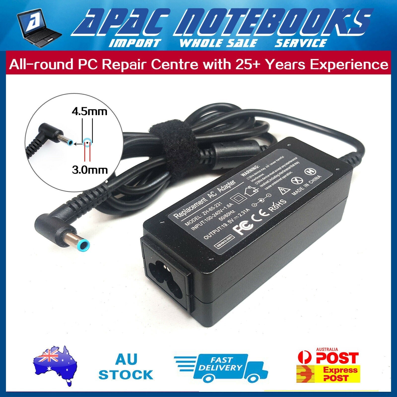 45W AC Adapter Charger HP 15.6 inch Laptop 15-fc 741727-001 15-FC0325AU