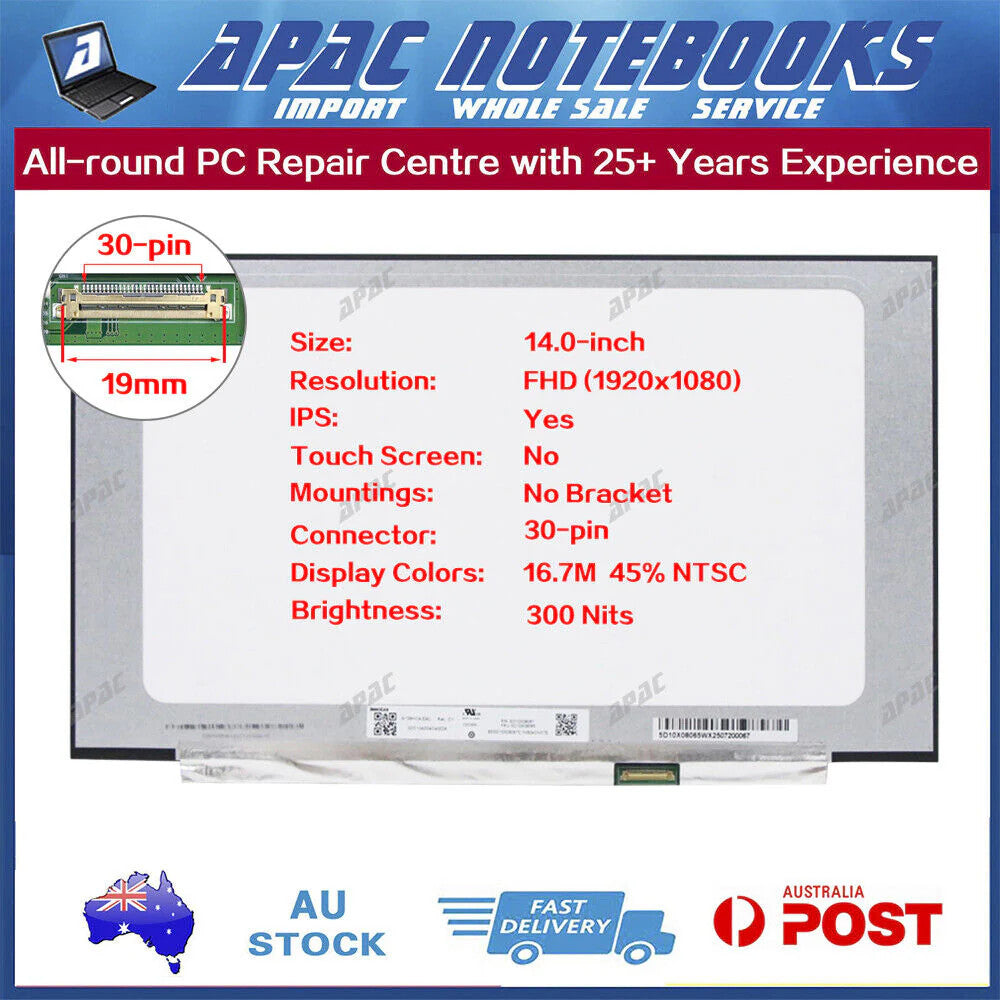 14.0" FHD IPS LED Screen for NV140FHM-N4K NV140FHM-N4M NV140FHM-N4V No Bracket