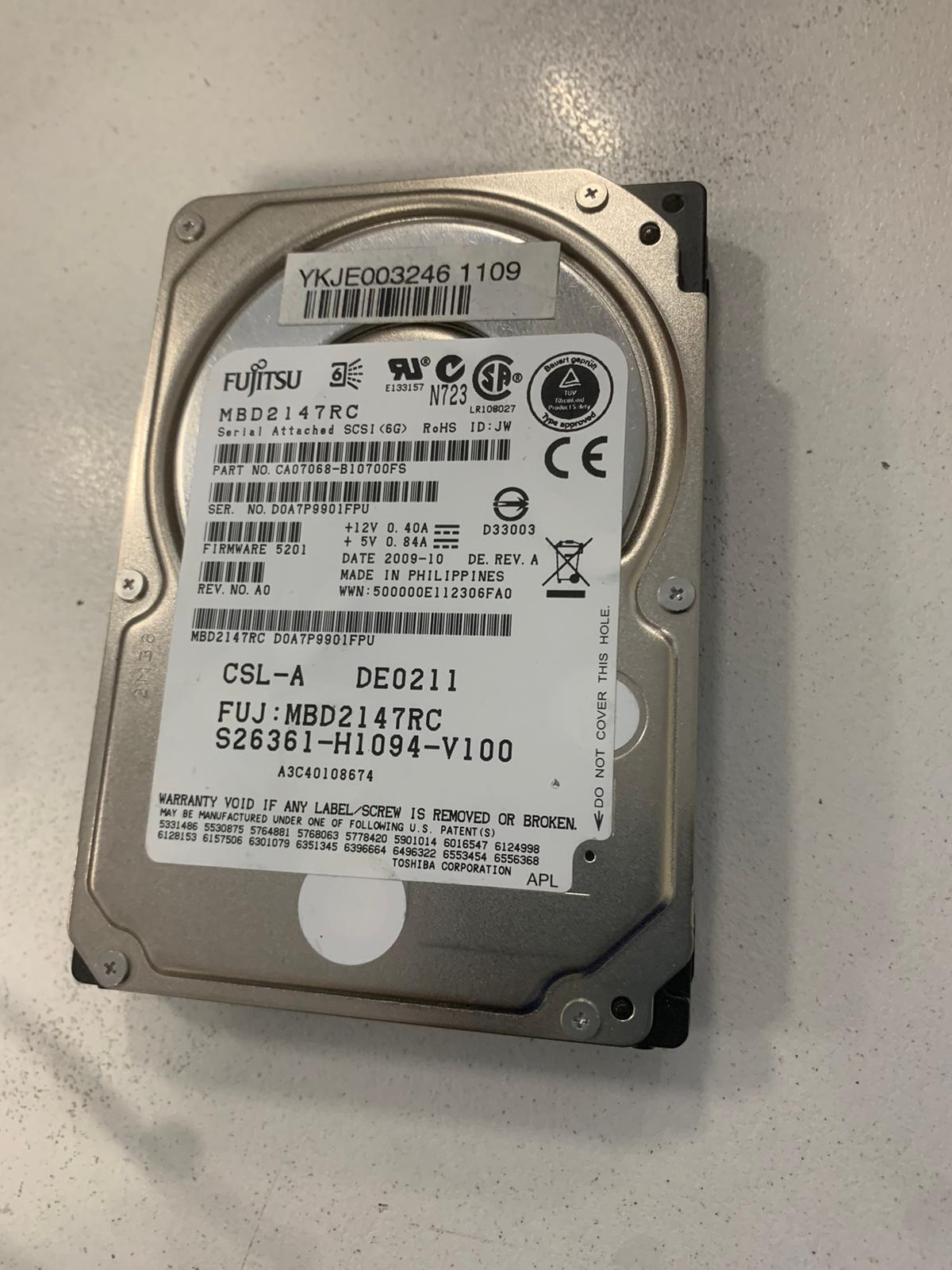Fujitsu MBD2147RC 146GB 10000 RPM 16MB 2.5" SAS-6Gb/s HDD
