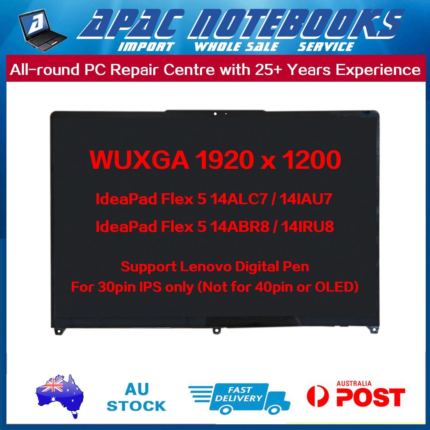 Genuine WUXGA Touchscreen Assembly for IdeaPad Flex5 14IAU7 14ALC7 14ABR8 14IRU8