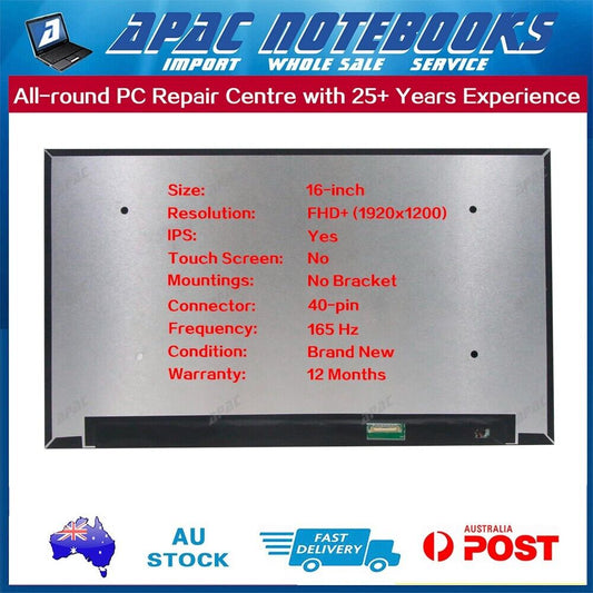 16.0" 165Hz 1920x1200 IPS LED Screen for B160UAN01.Q