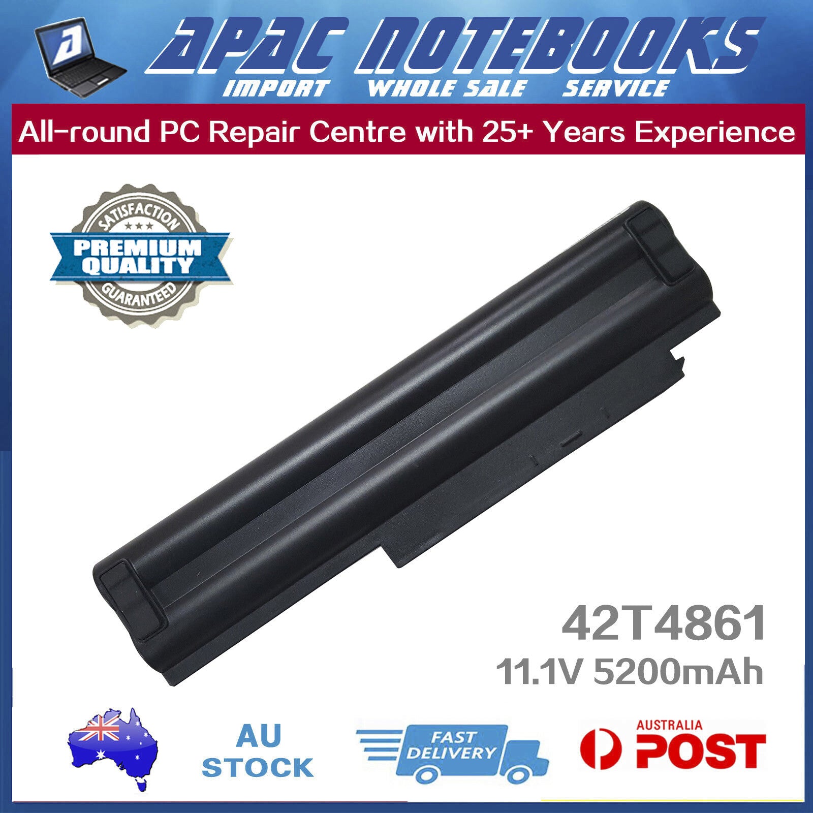 42T4861 Battery for Lenovo 42T4865 42T4873 42T4875 45N1025 45N1031 11.1V 5200mAh