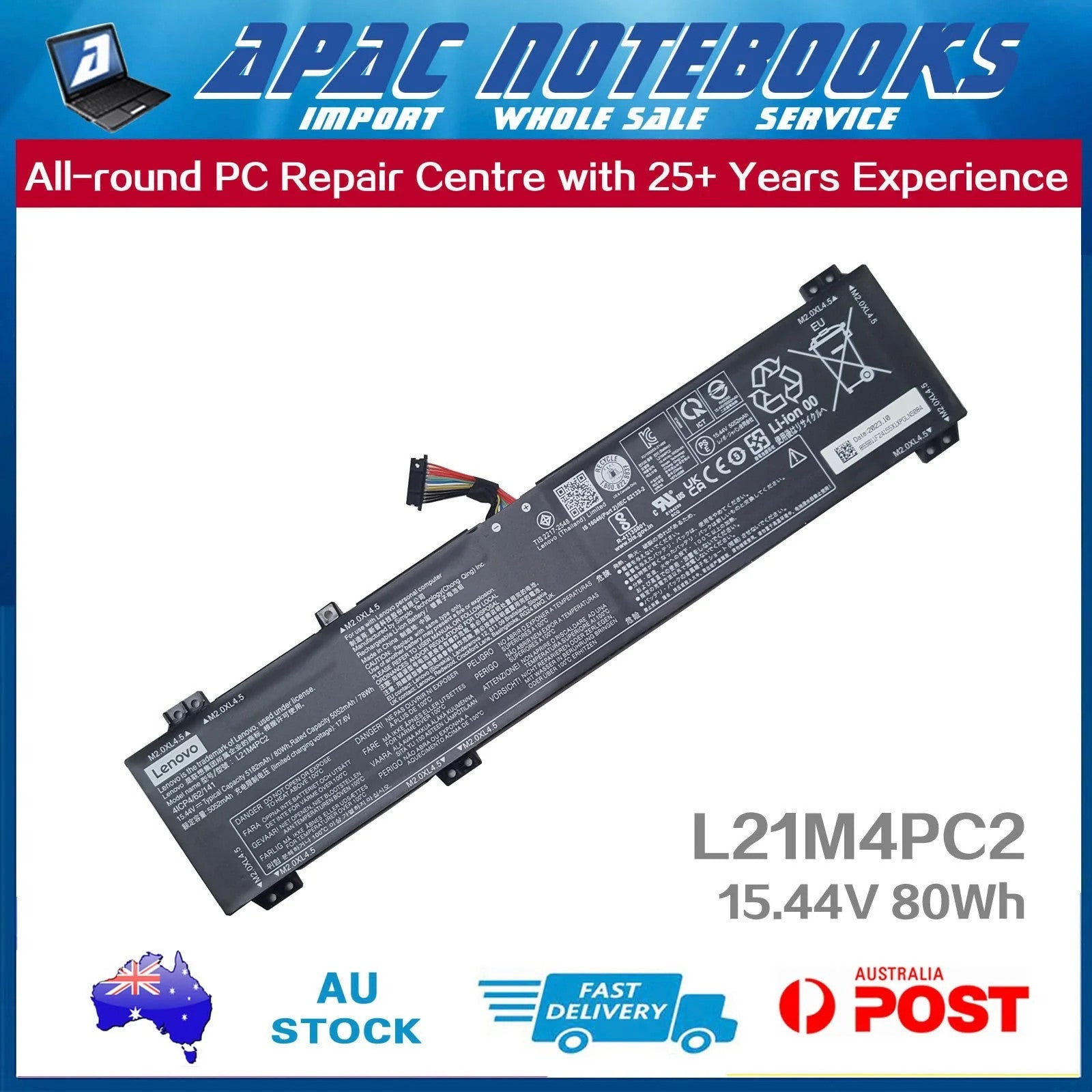 Genuine Battery for Legion 5 Pro 16ARH7 16ARH7H 16IAH7 16IAH7H 15.44V 80Wh