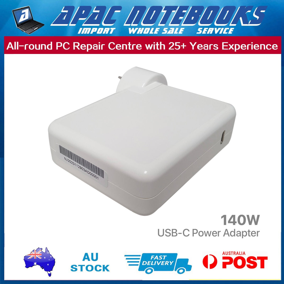140W USB-C Power Adapter for MacBook Pro 16" A3186 A3403 M4 2024 Mac16,5 Mac16,7