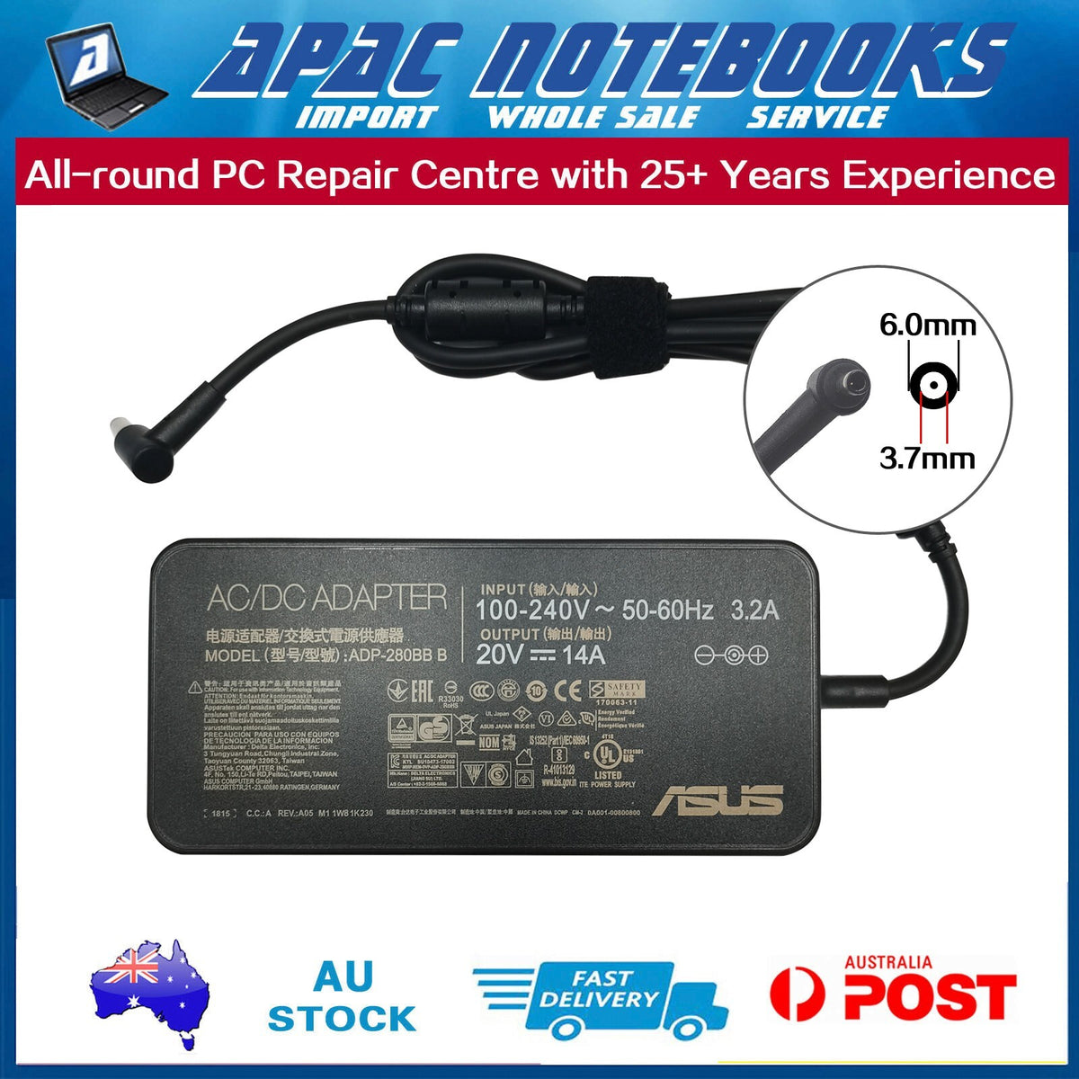 Genuine ASUS Charger G513 G513RW G513RX G533 G533QM G533QR G533QS G533ZM G533ZS