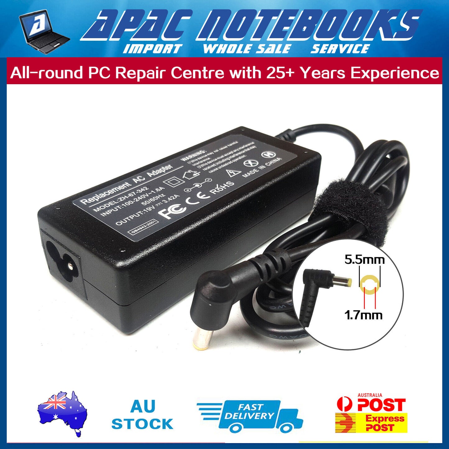 65W AC Adapter Charger for Acer Aspire One A110 A150 D150 D255 D257