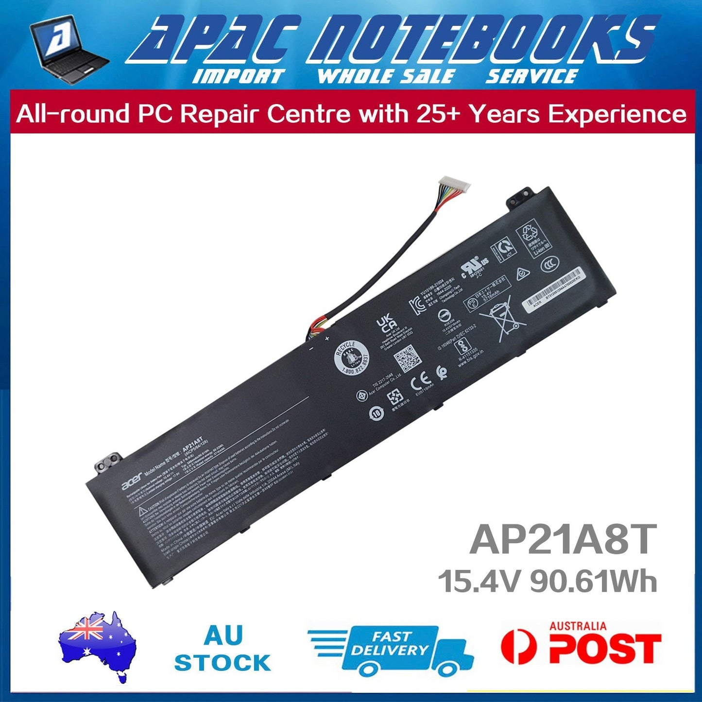 Genuine Acer Battery Nitro 5 AN517-55 Predator Helios 300 PH315-55 PH317-56 90Wh