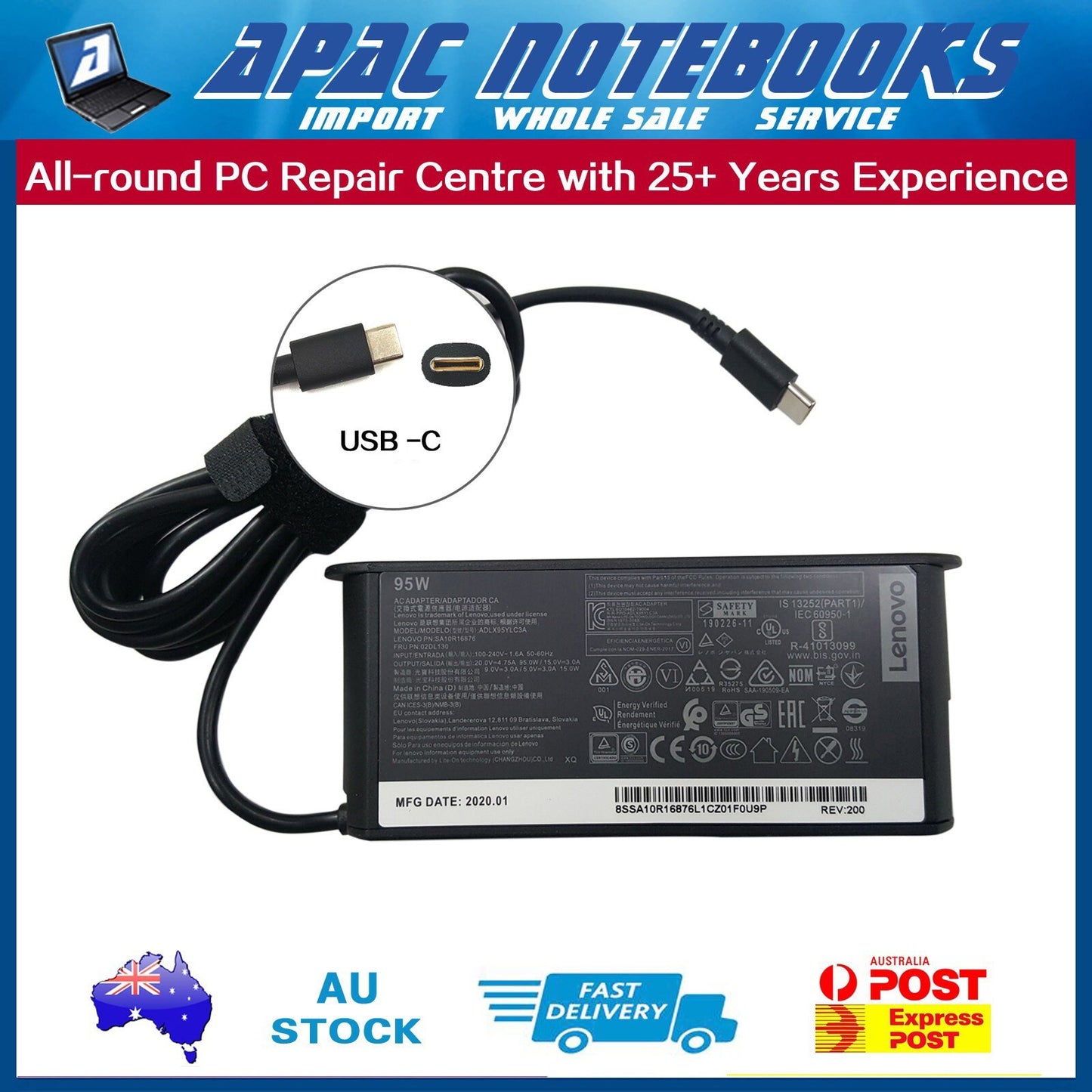 Genuine 95W USB-C Charger IdeaPad 5 Pro 16ACH6 16IHU6